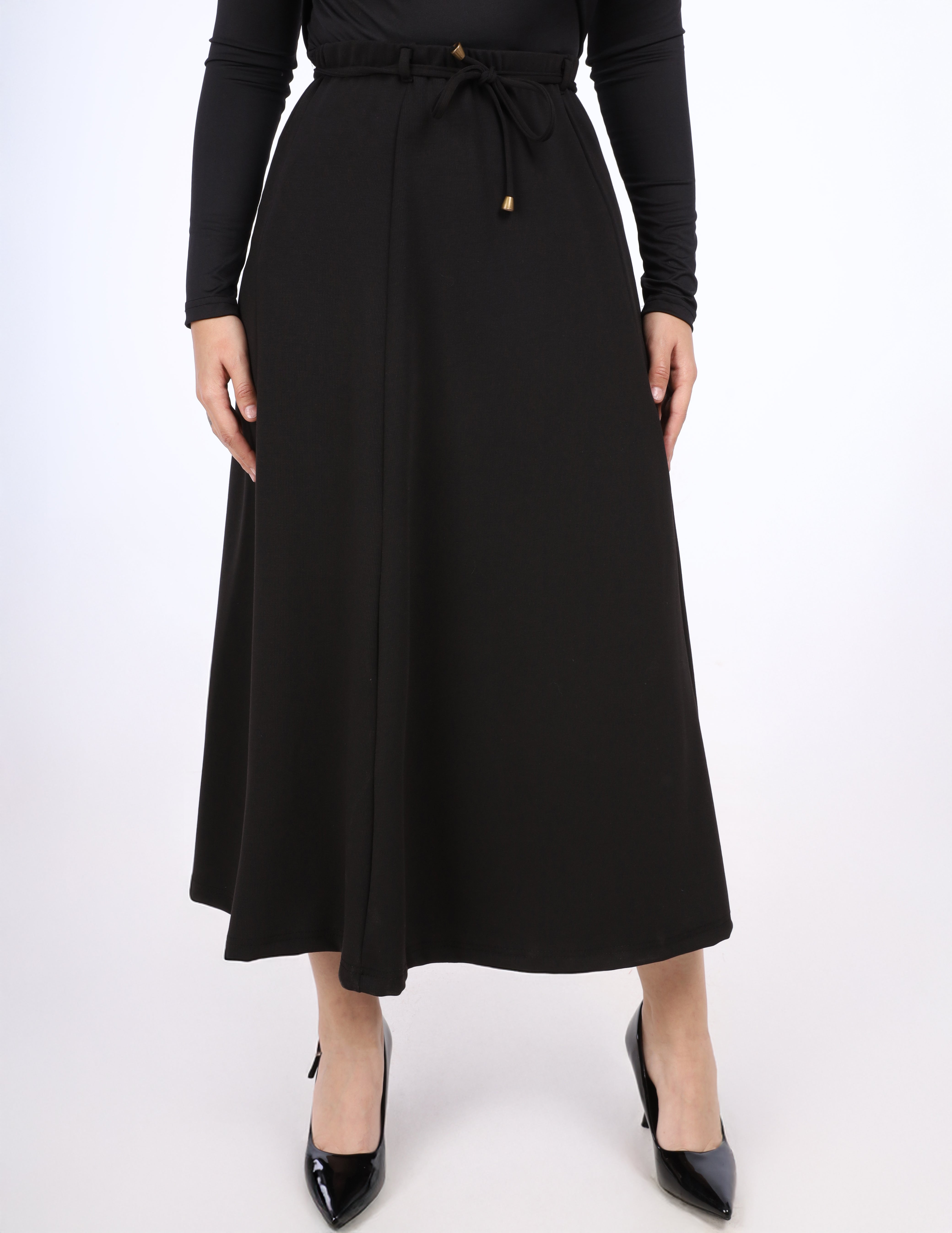 High Waisted Maxi Skirt with Drawstring w1631213