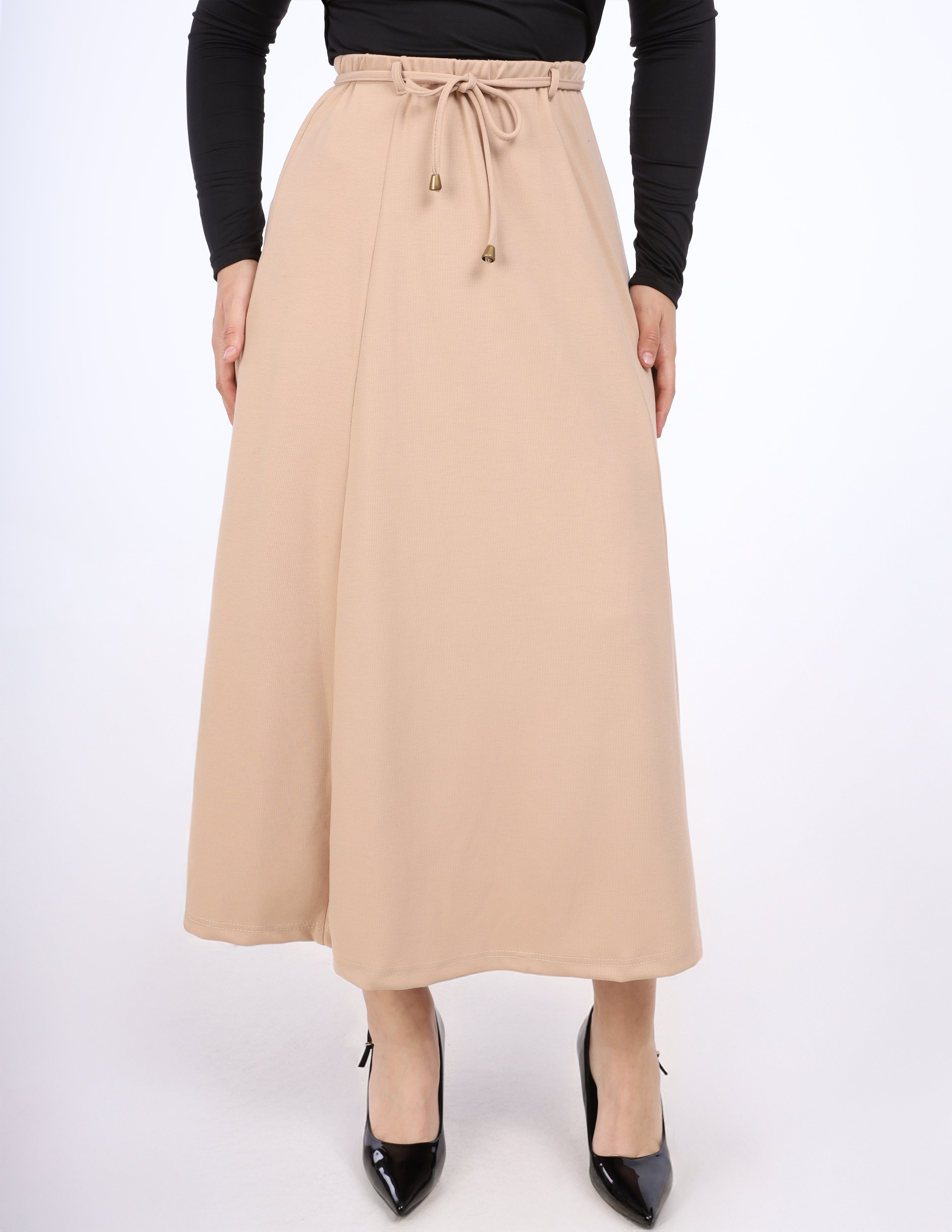 High Waisted Maxi Skirt with Drawstring w1631213
