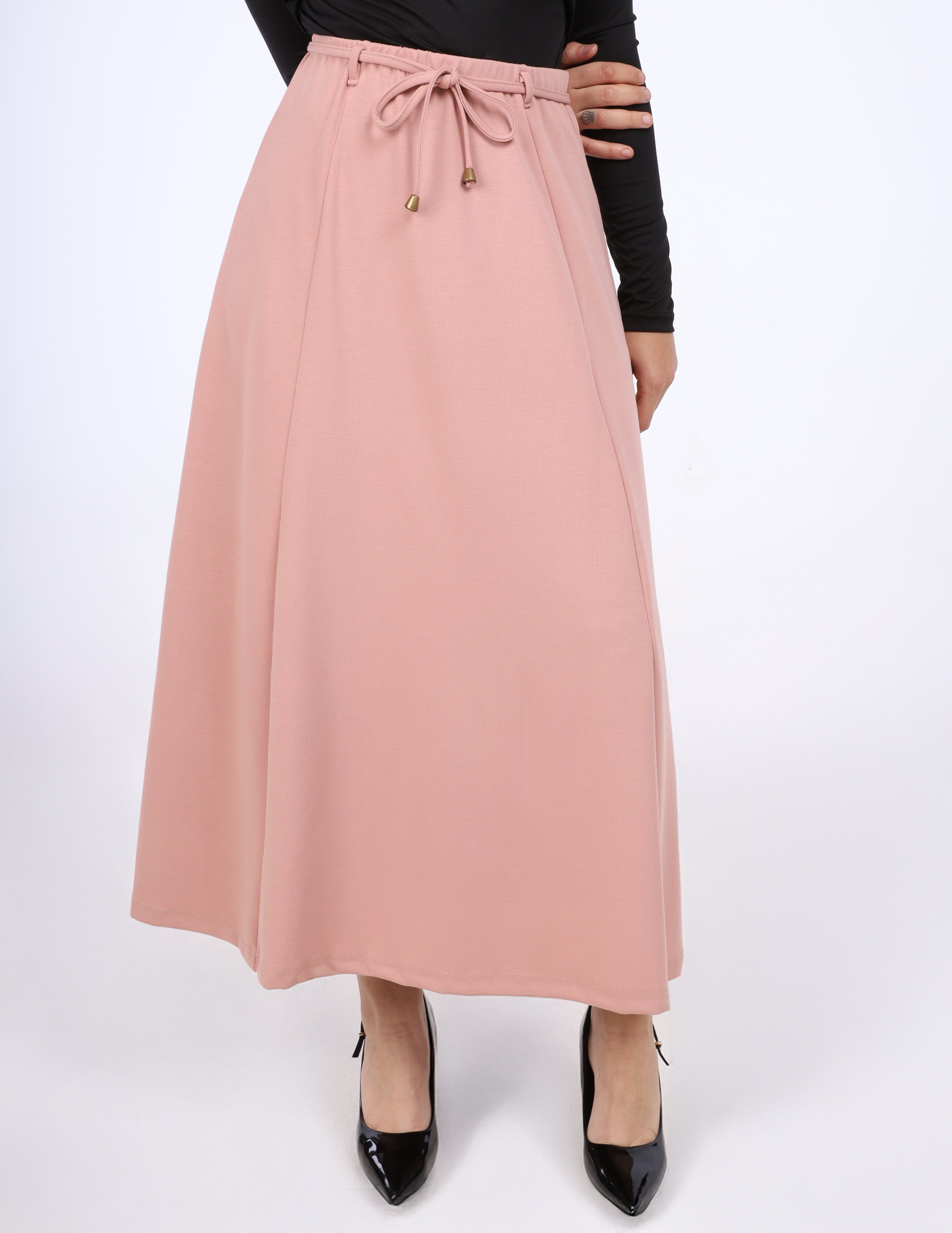 High Waisted Maxi Skirt with Drawstring w1631213