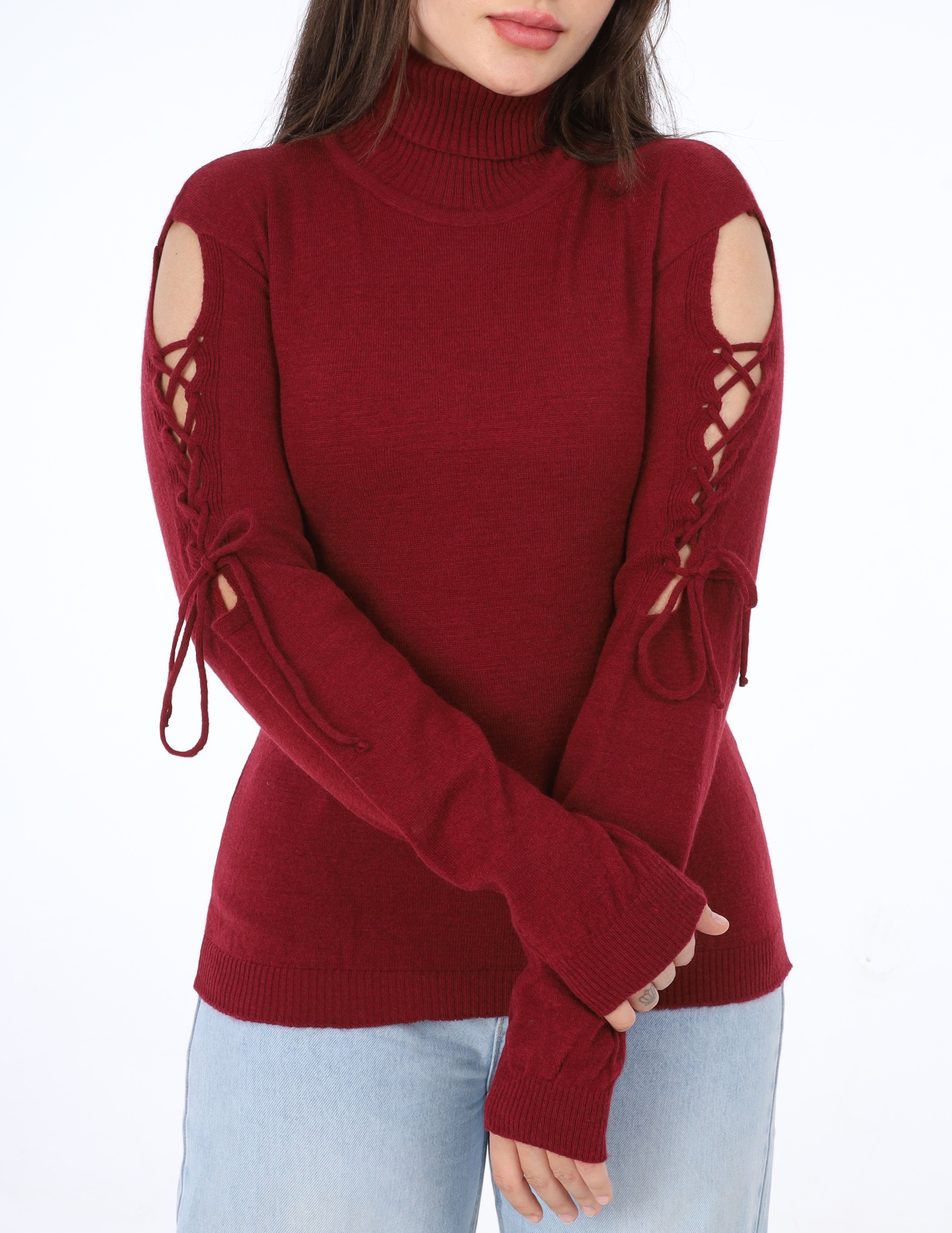 Cutout Sleeve pullover w163211