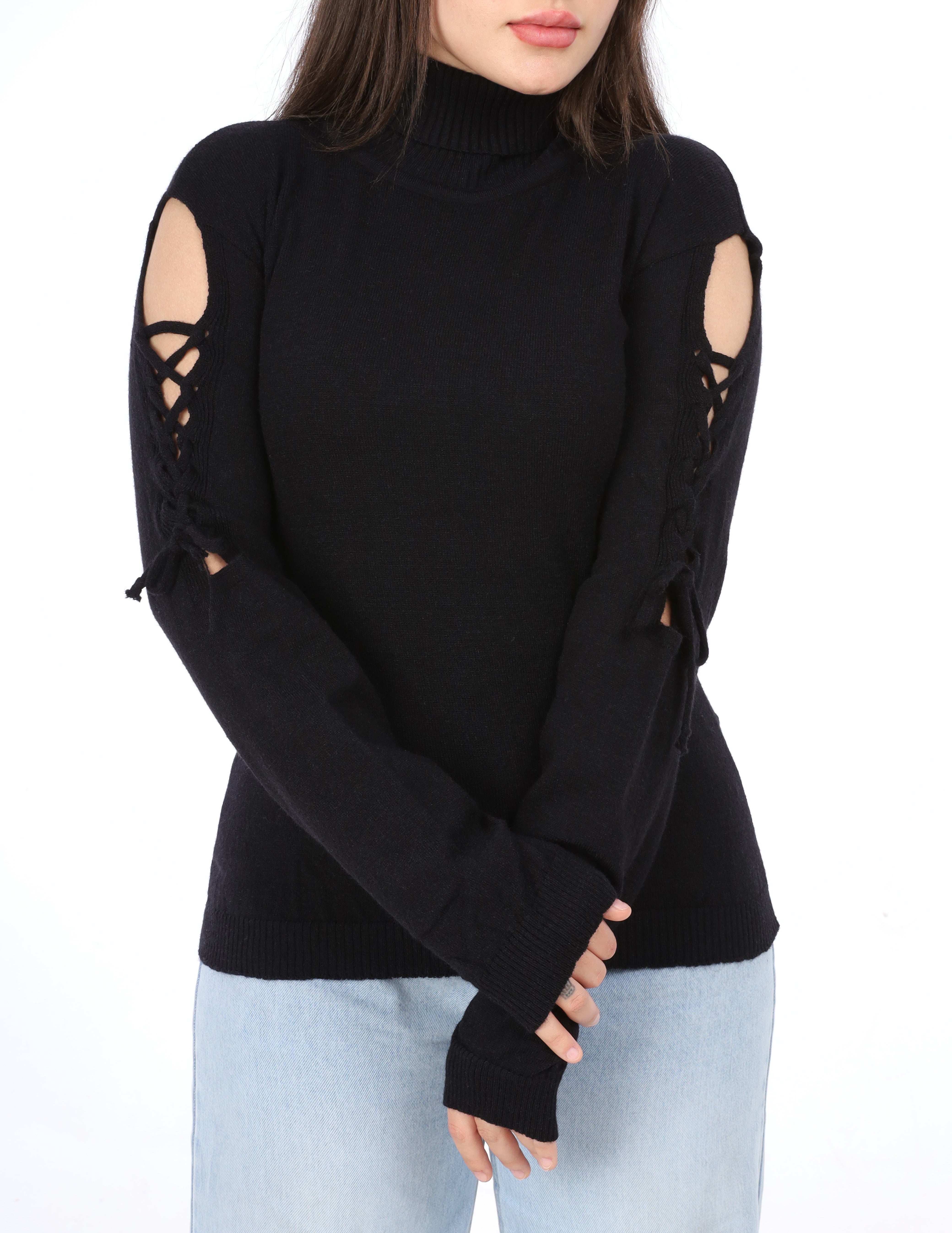 Cutout Sleeve pullover w163211