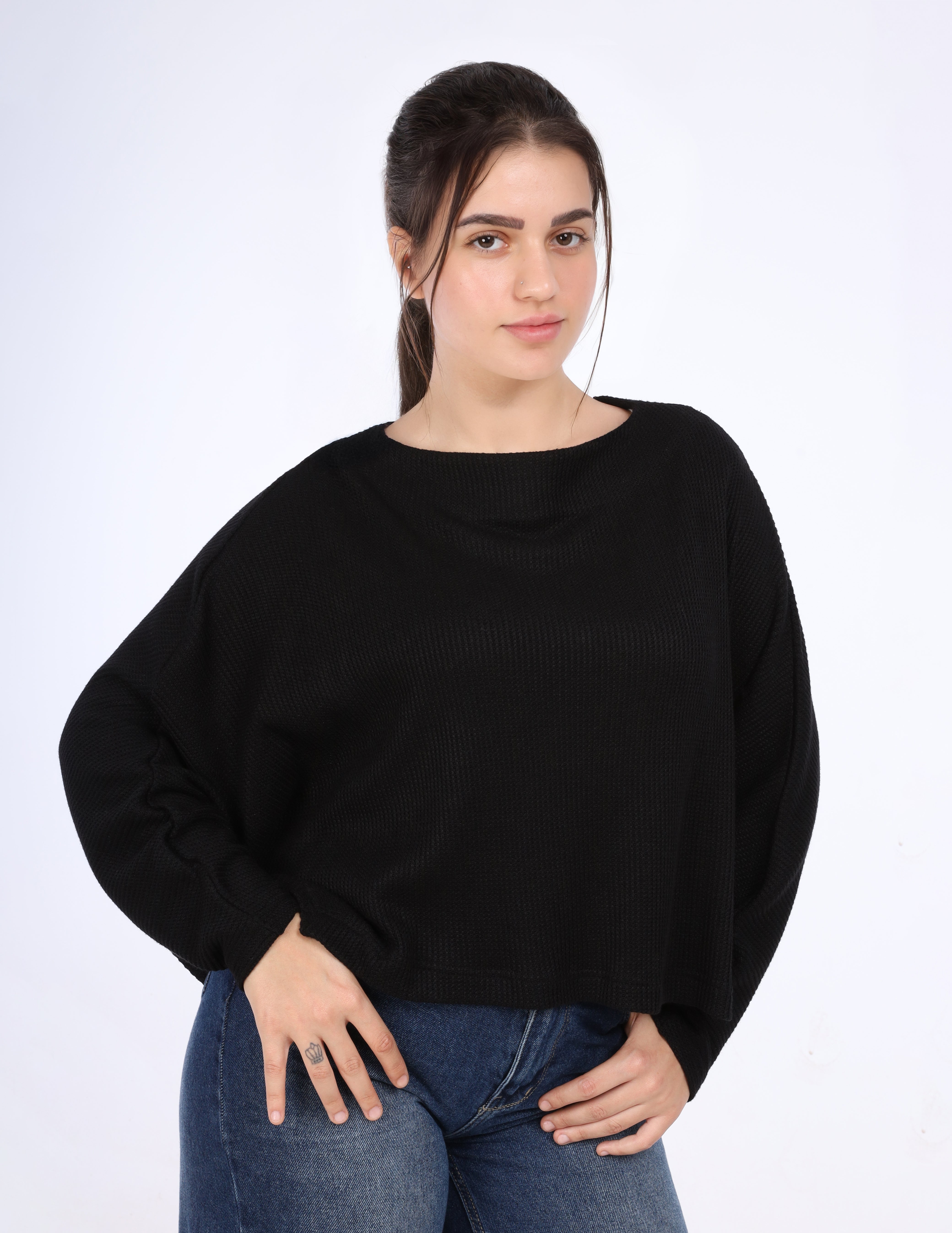 Oversized Cropped Sweater w1634136