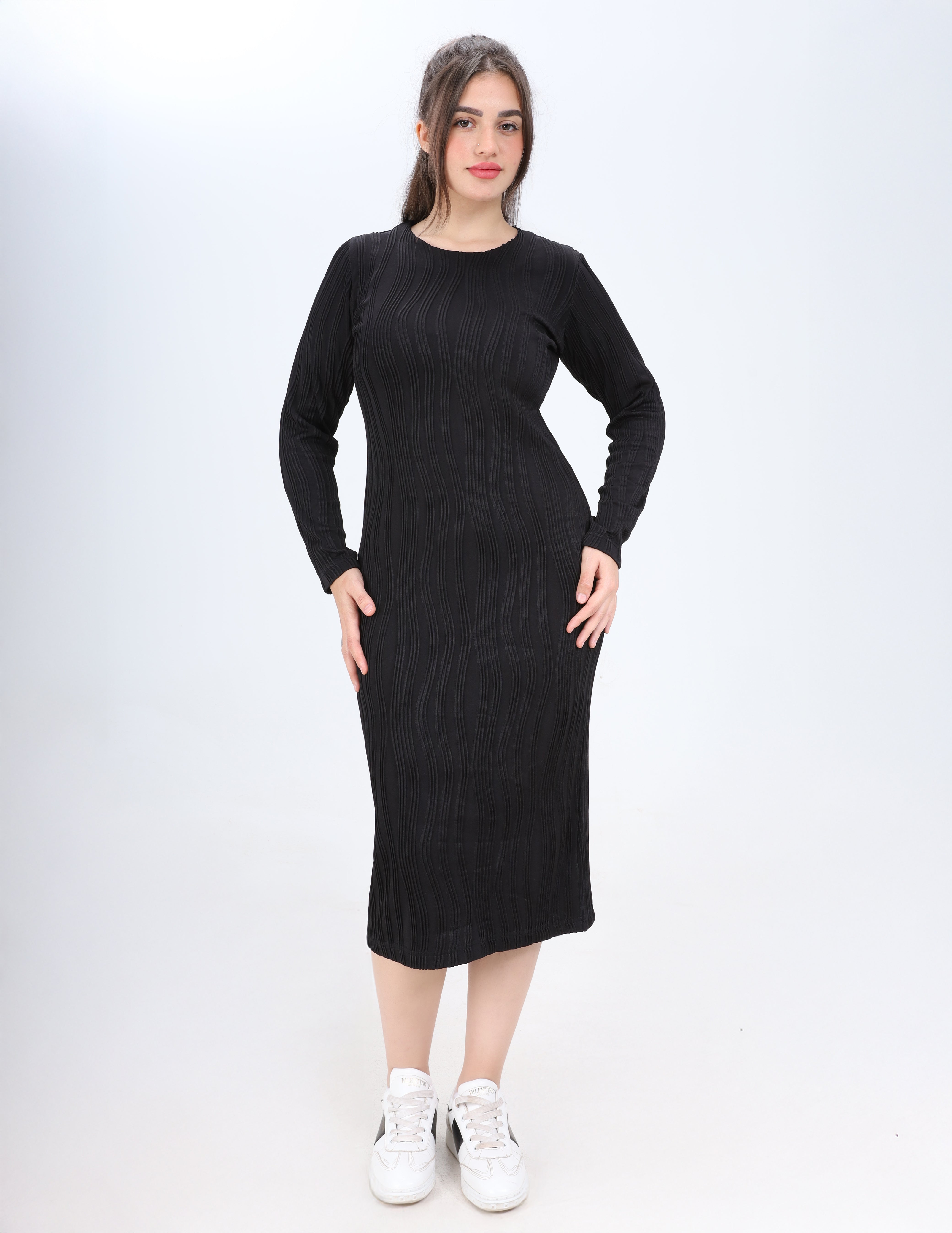 Black Ribbed Basic Dress w1634138