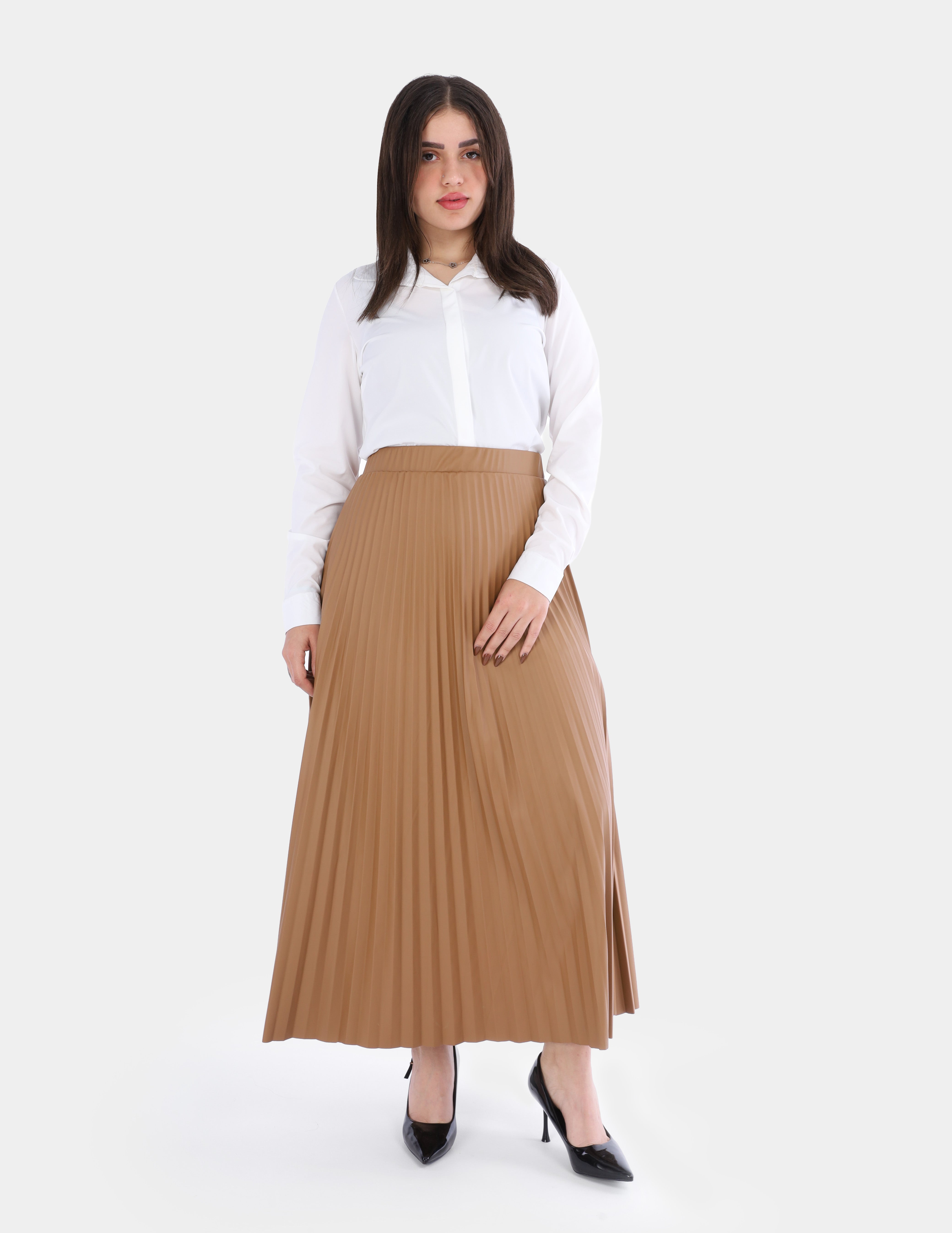 Pleated Faux Leather Skirt w1635/286