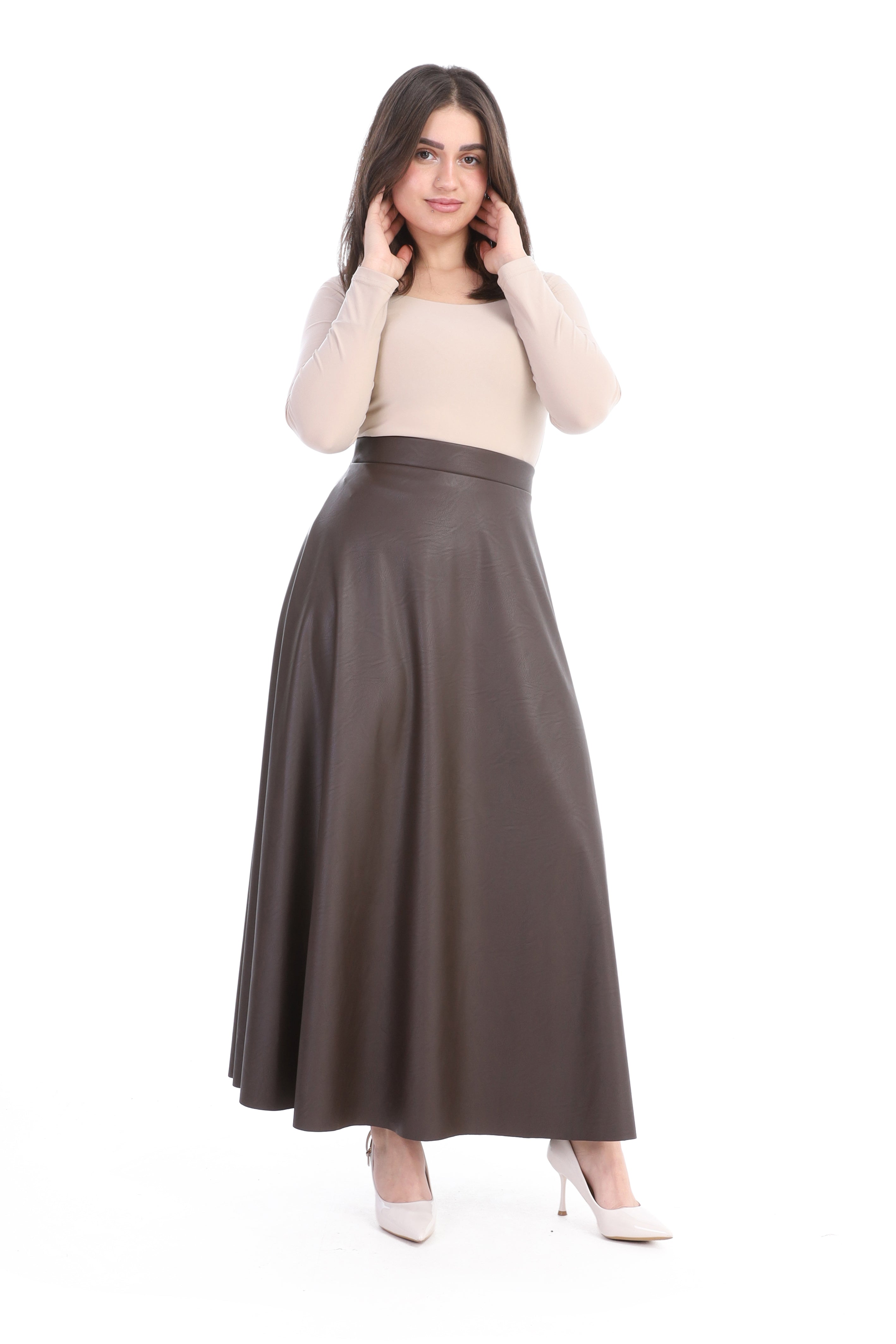 Faux Leather Maxi Skirt w1635/347/1