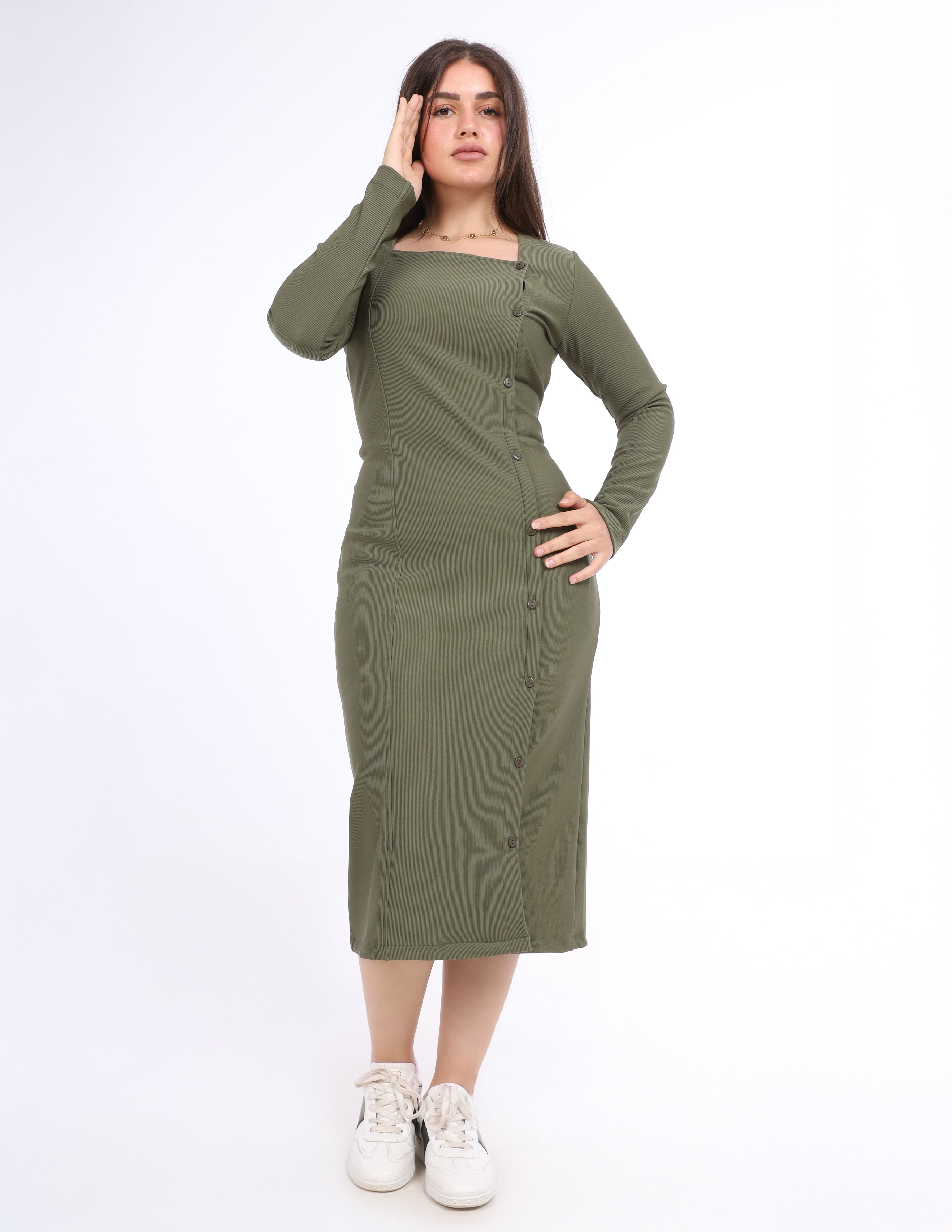 Square-Neck Midi Dress w1645110