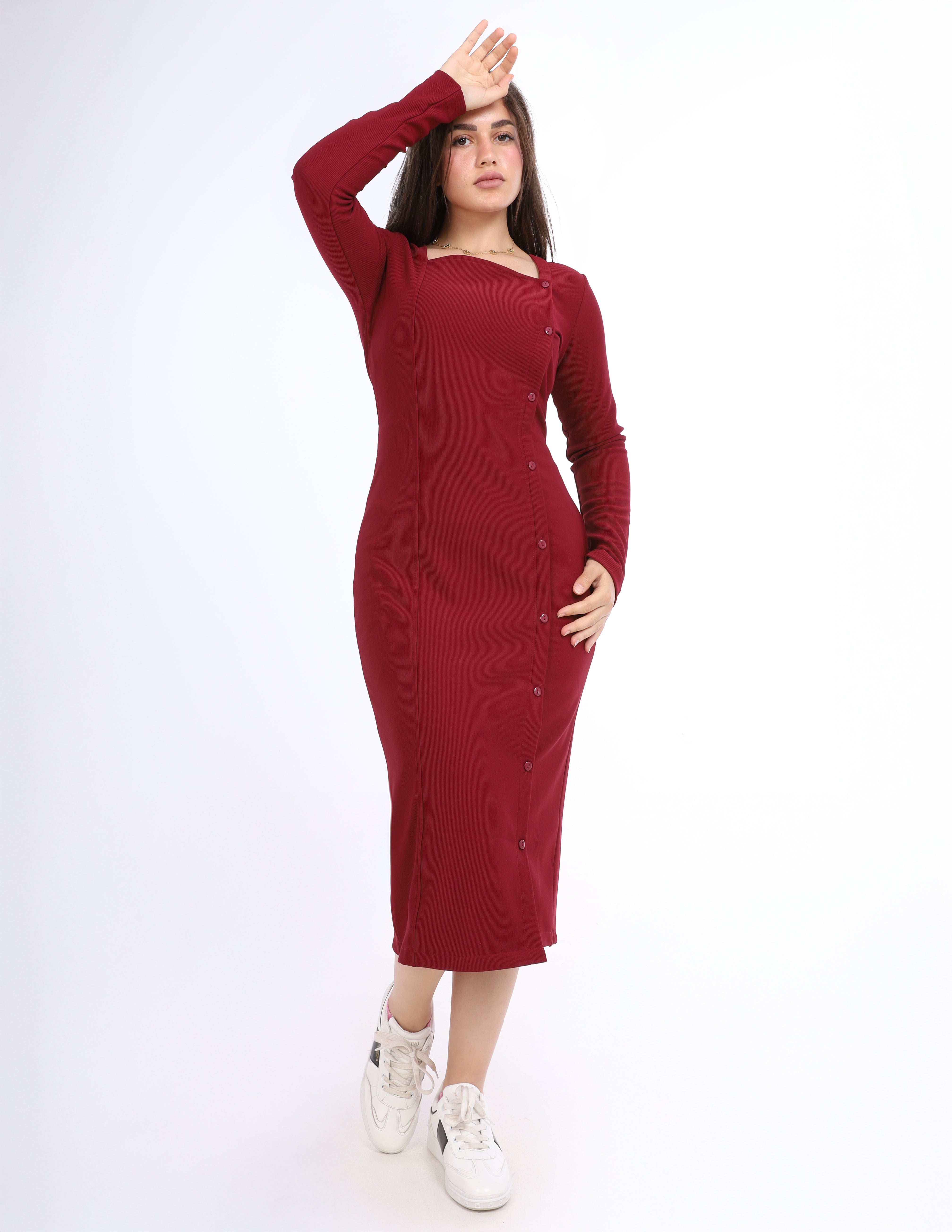 Square-Neck Midi Dress w1645110