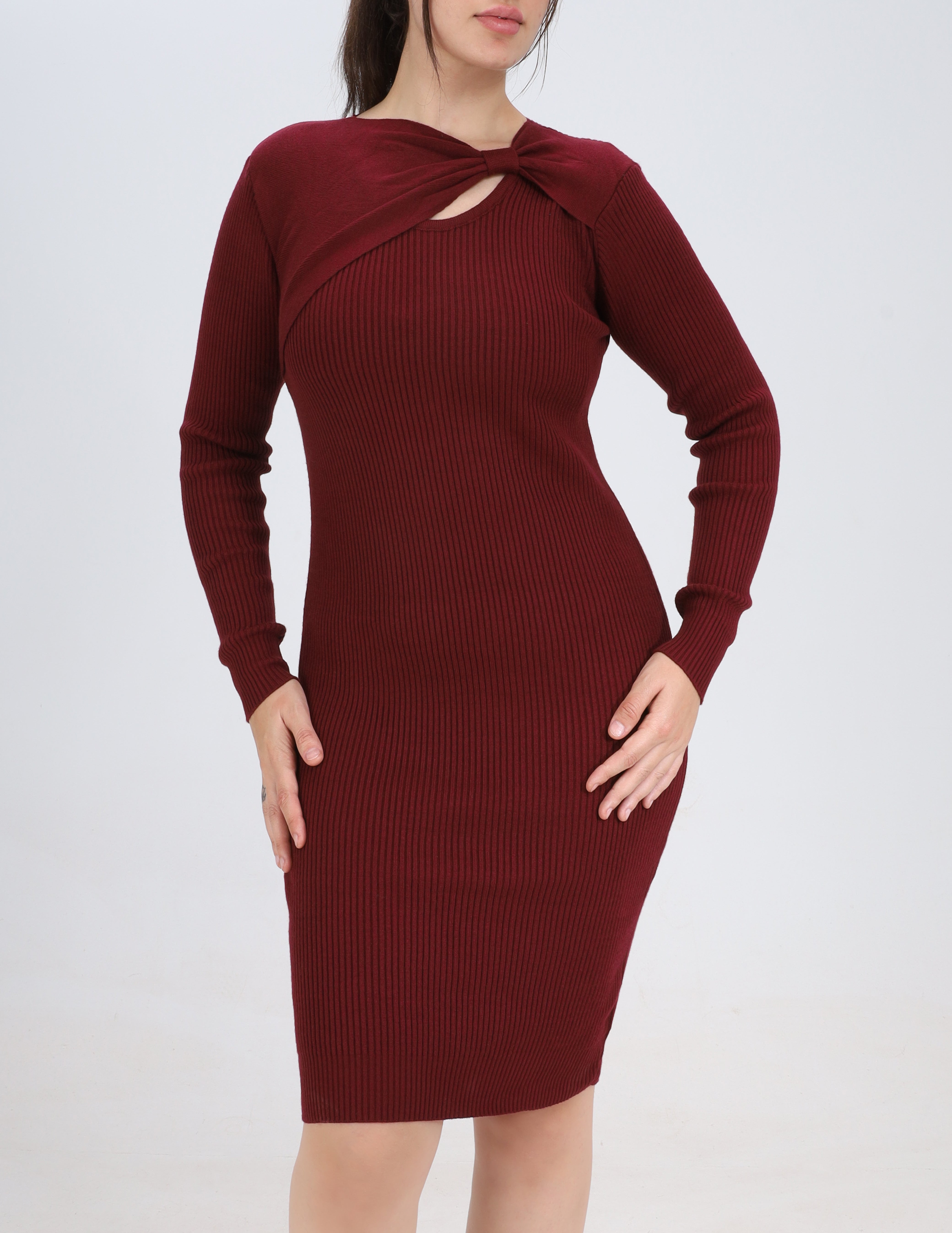 Twist Front Ribbed Knit Dress w164661