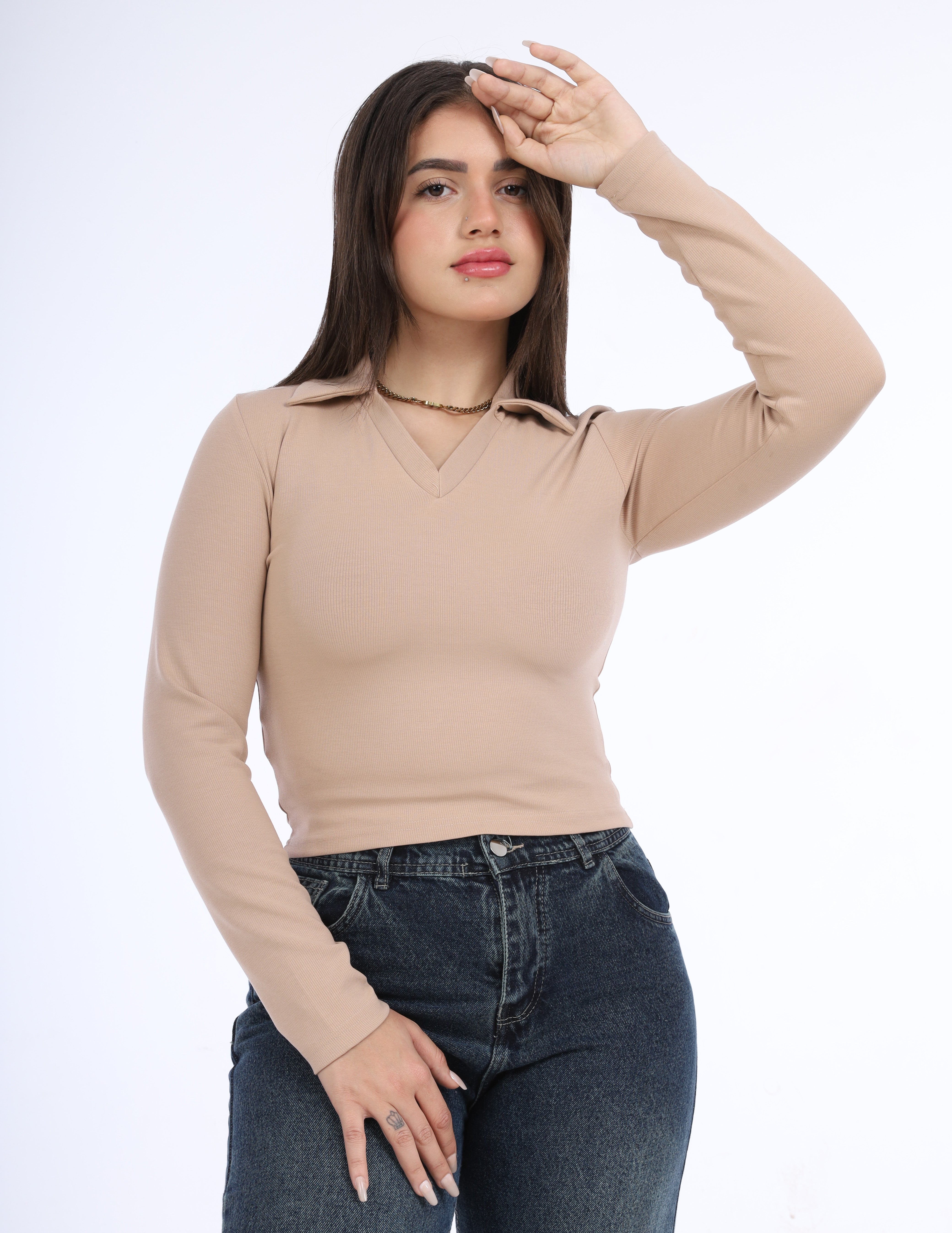 Basic top with a V-neck w1648157