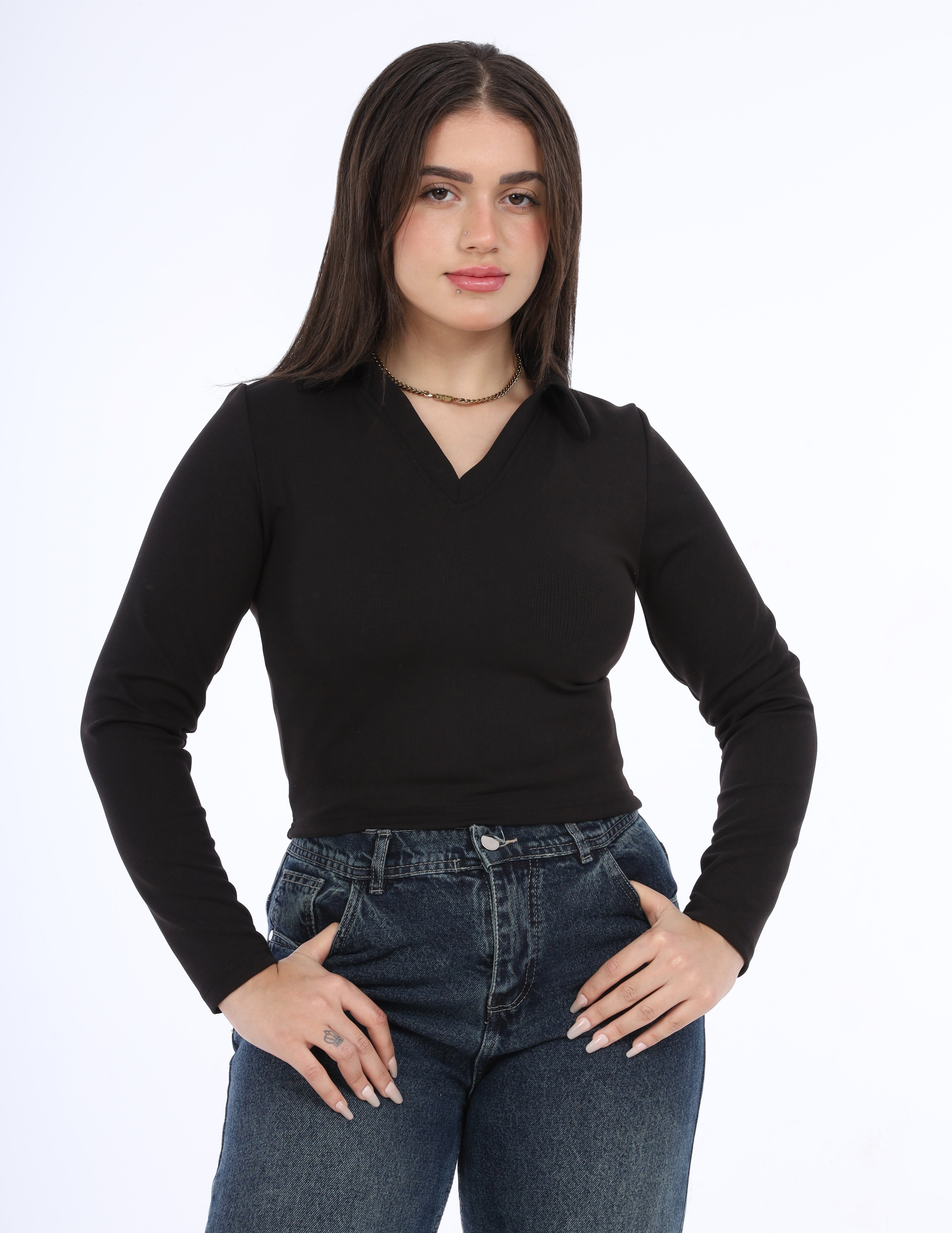 Basic top with a V-neck w1648157