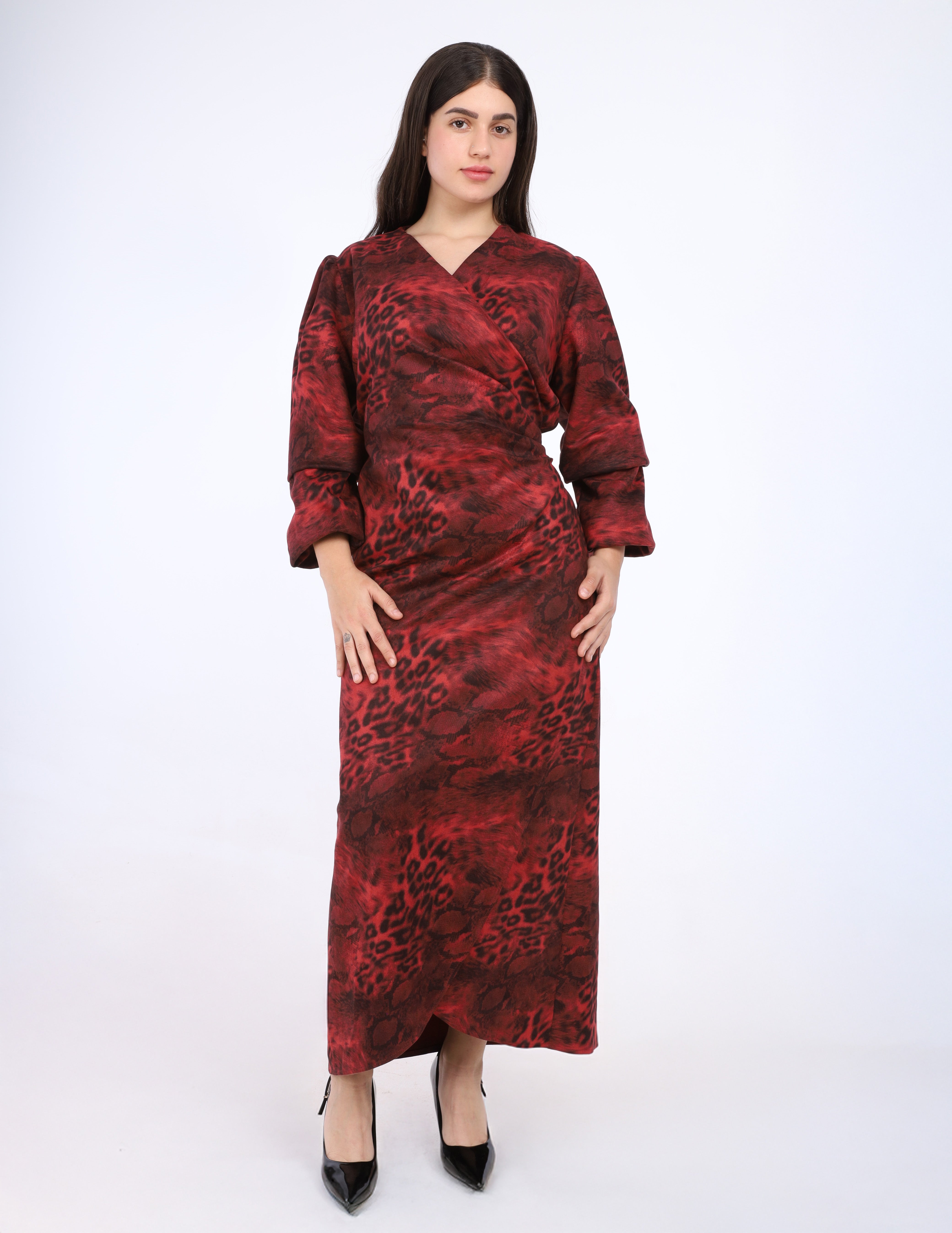 Leopard Textured Wrap Maxi Dress w16911005091