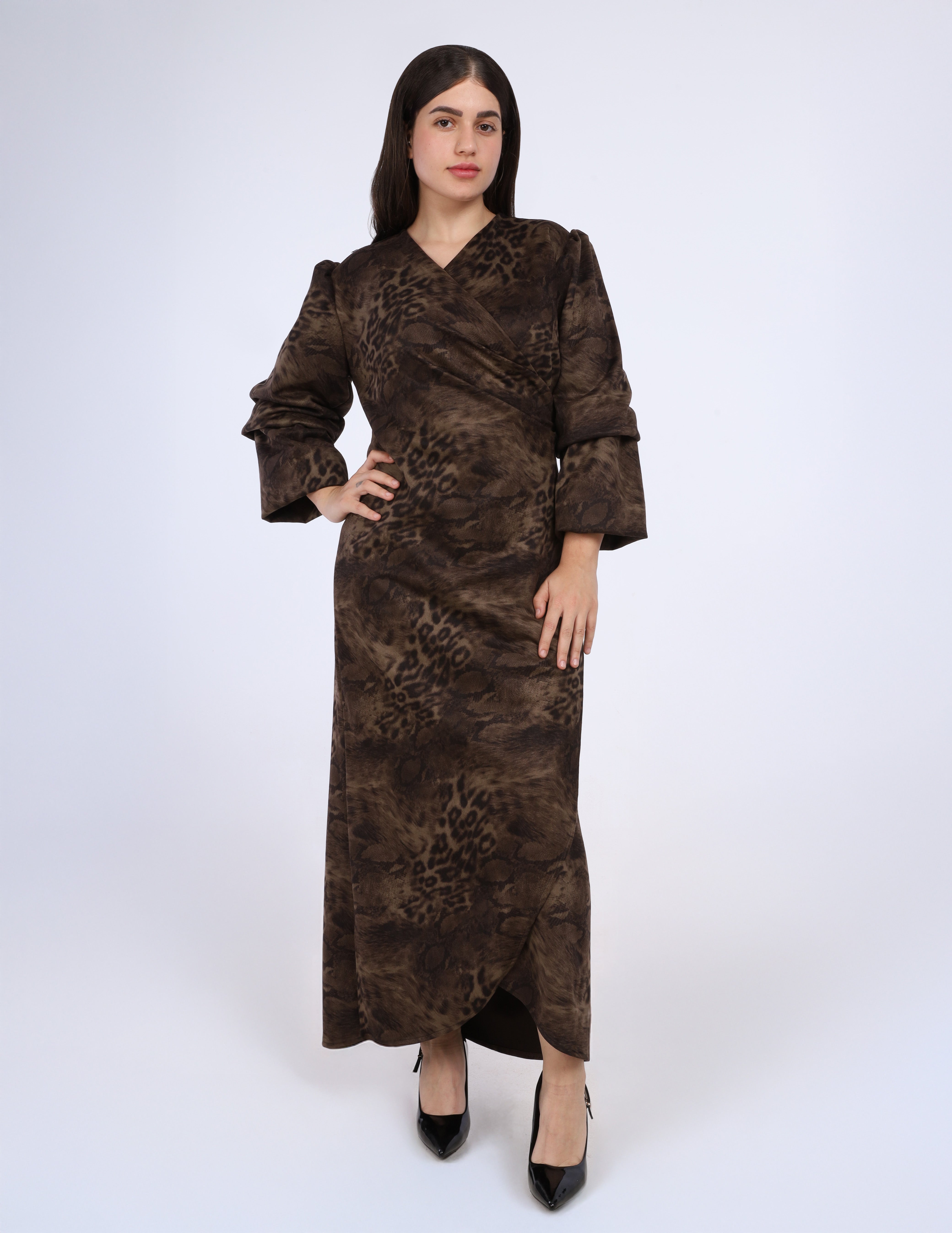 Leopard Textured Wrap Maxi Dress w16911005091