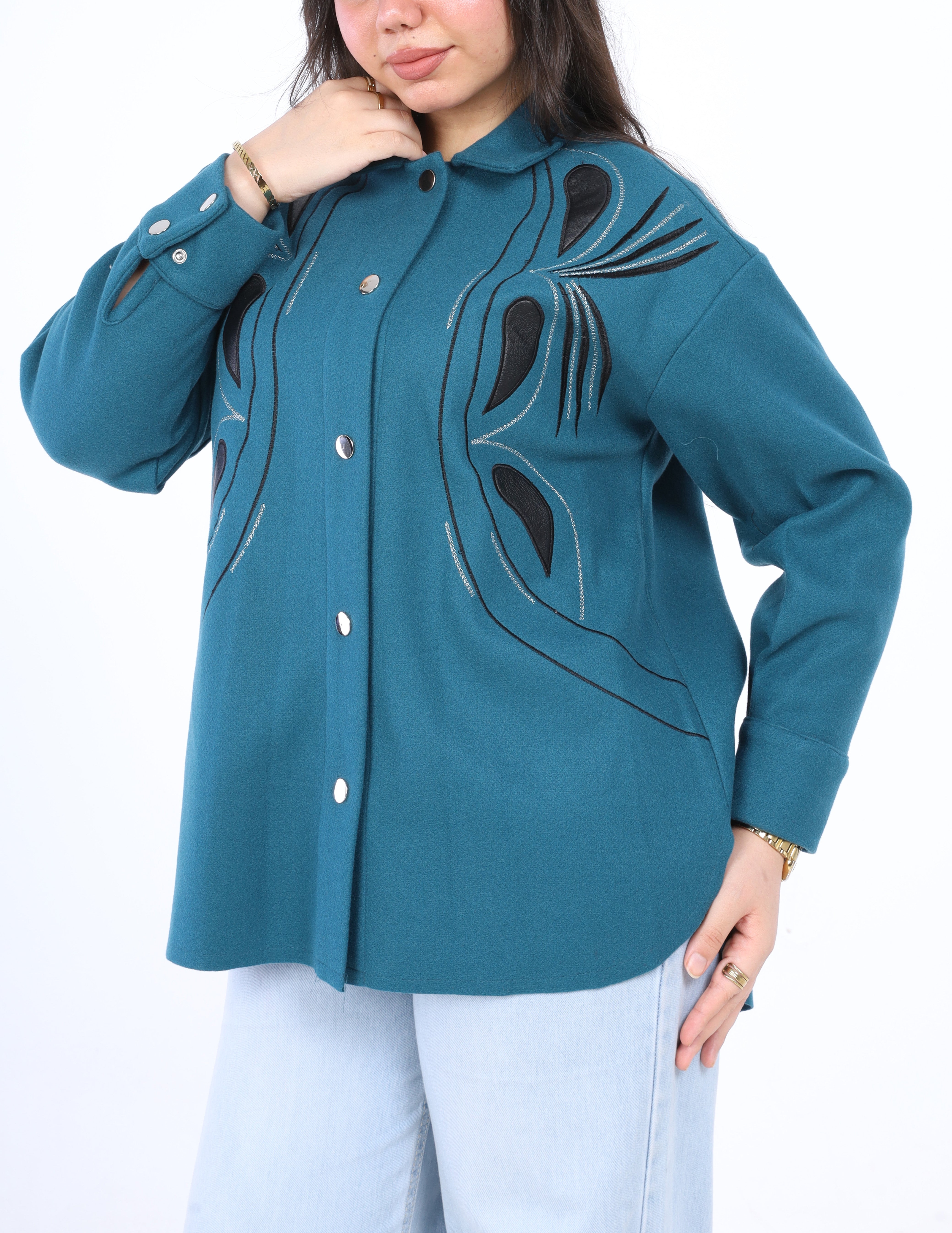 Embroidered Button-Up Shirt w1691300510