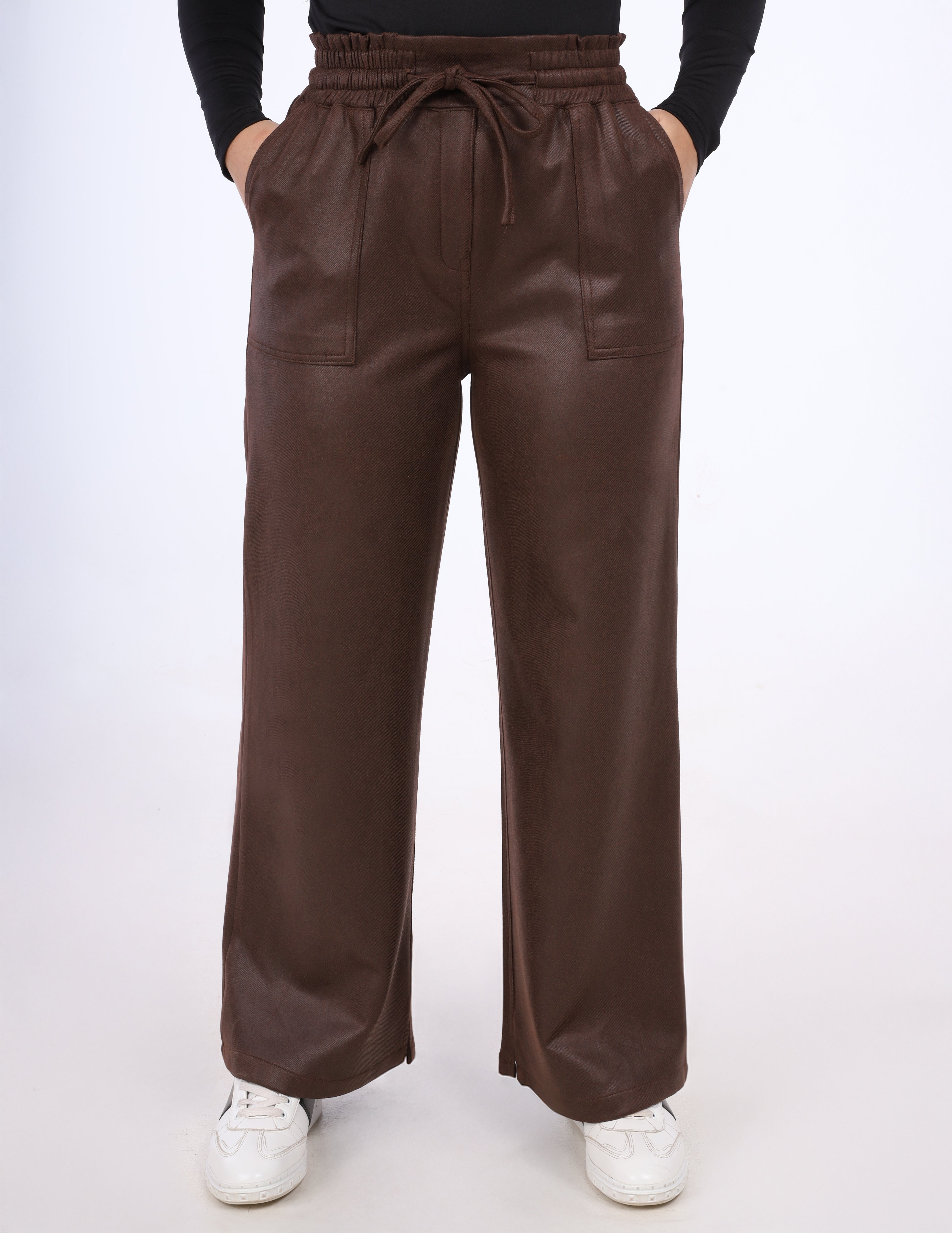 Wide-Leg Faux Leather Pants w169160615