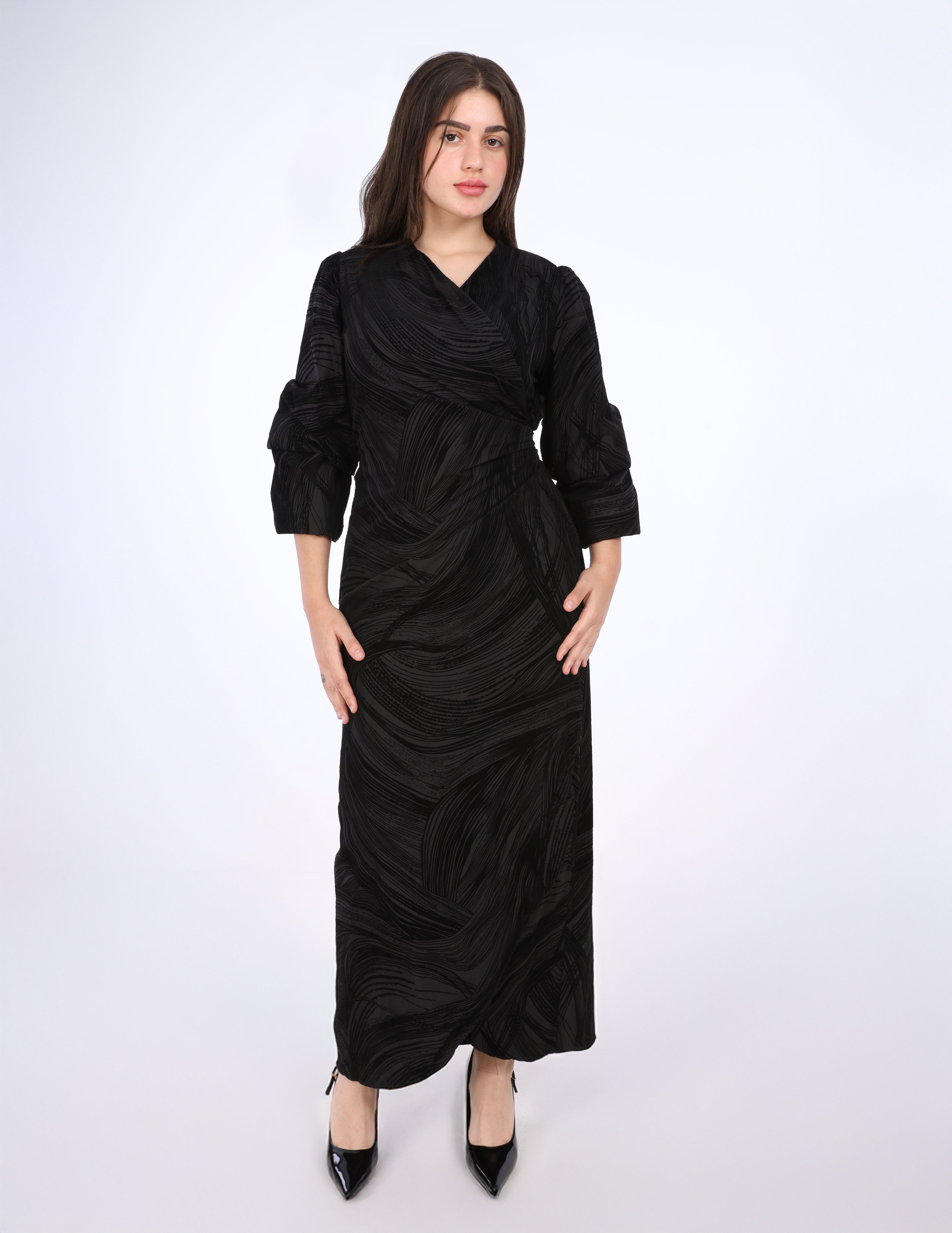 Textured Wrap Maxi Dress w16919040