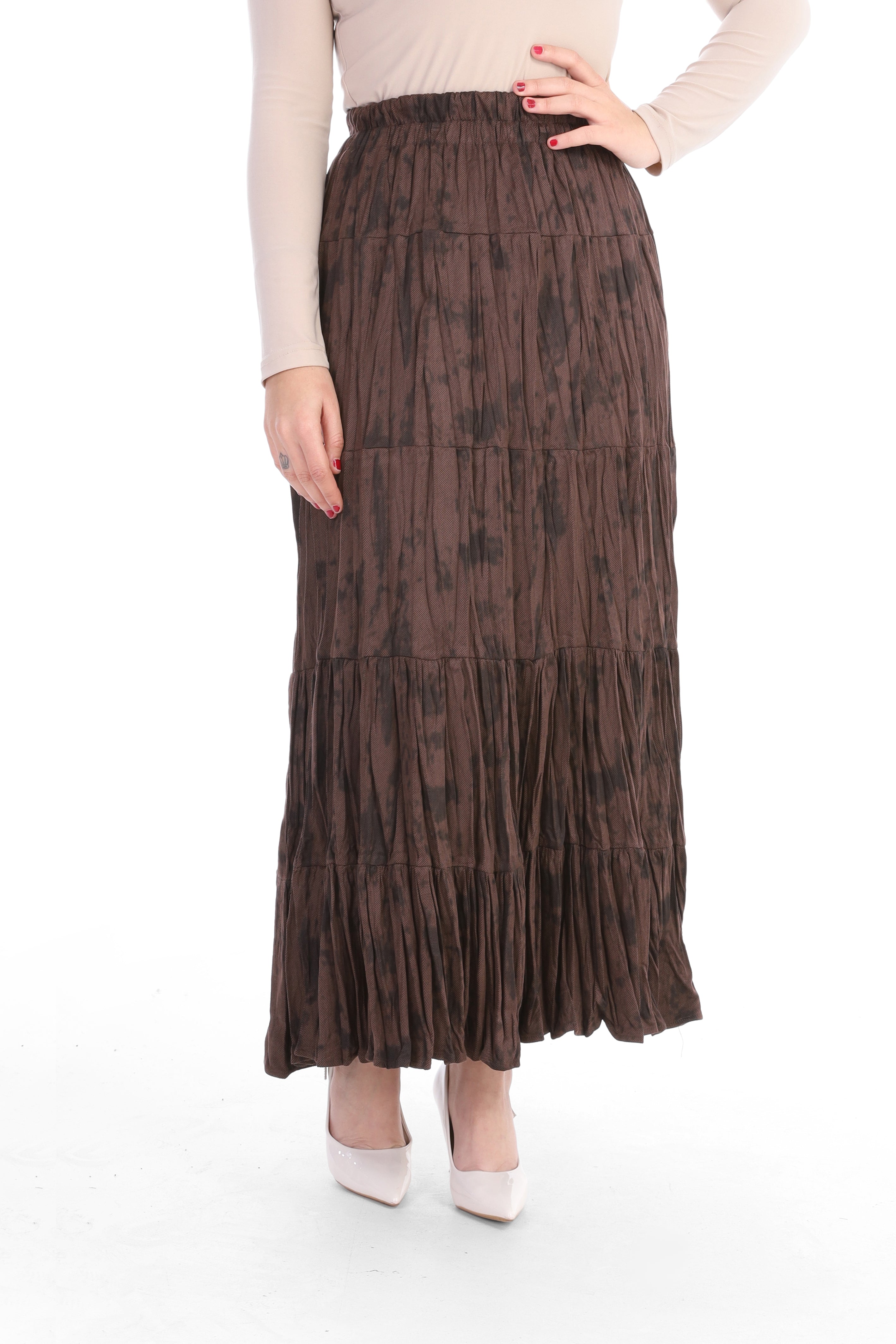 Elegant Maxi Skirt with Tiered Pattern w169220004