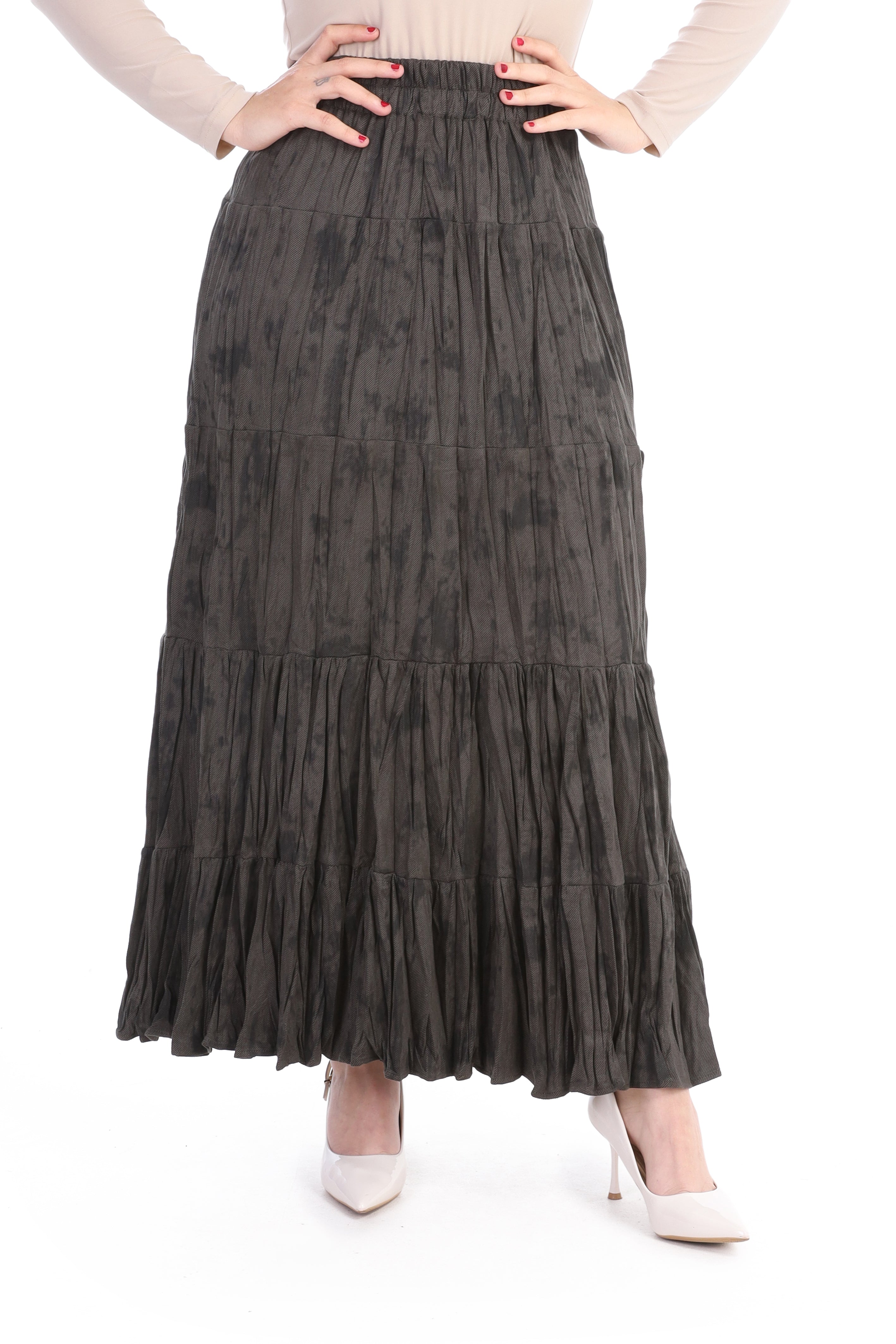 Elegant Maxi Skirt with Tiered Pattern w169220004