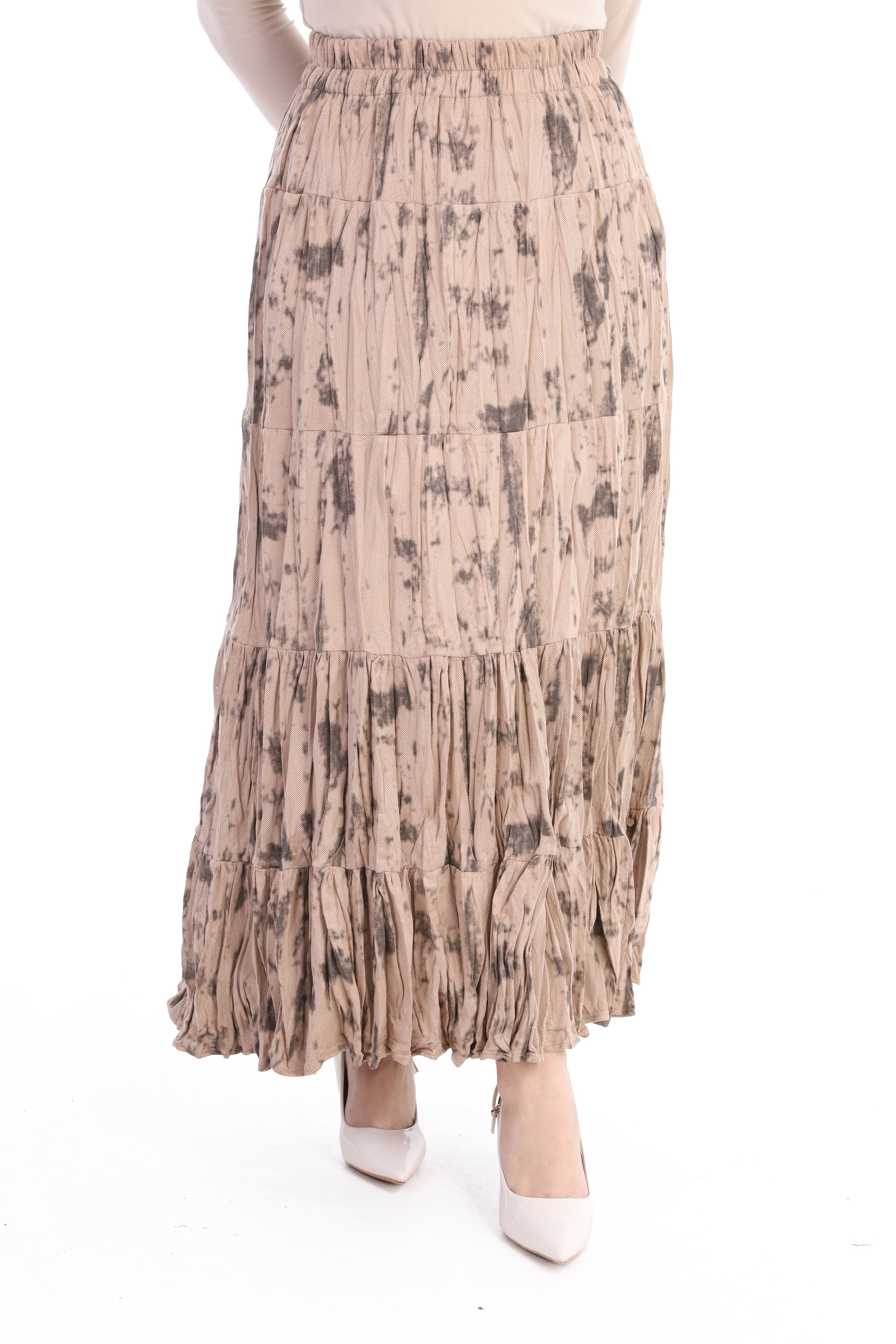 Elegant Maxi Skirt with Tiered Pattern w169220004