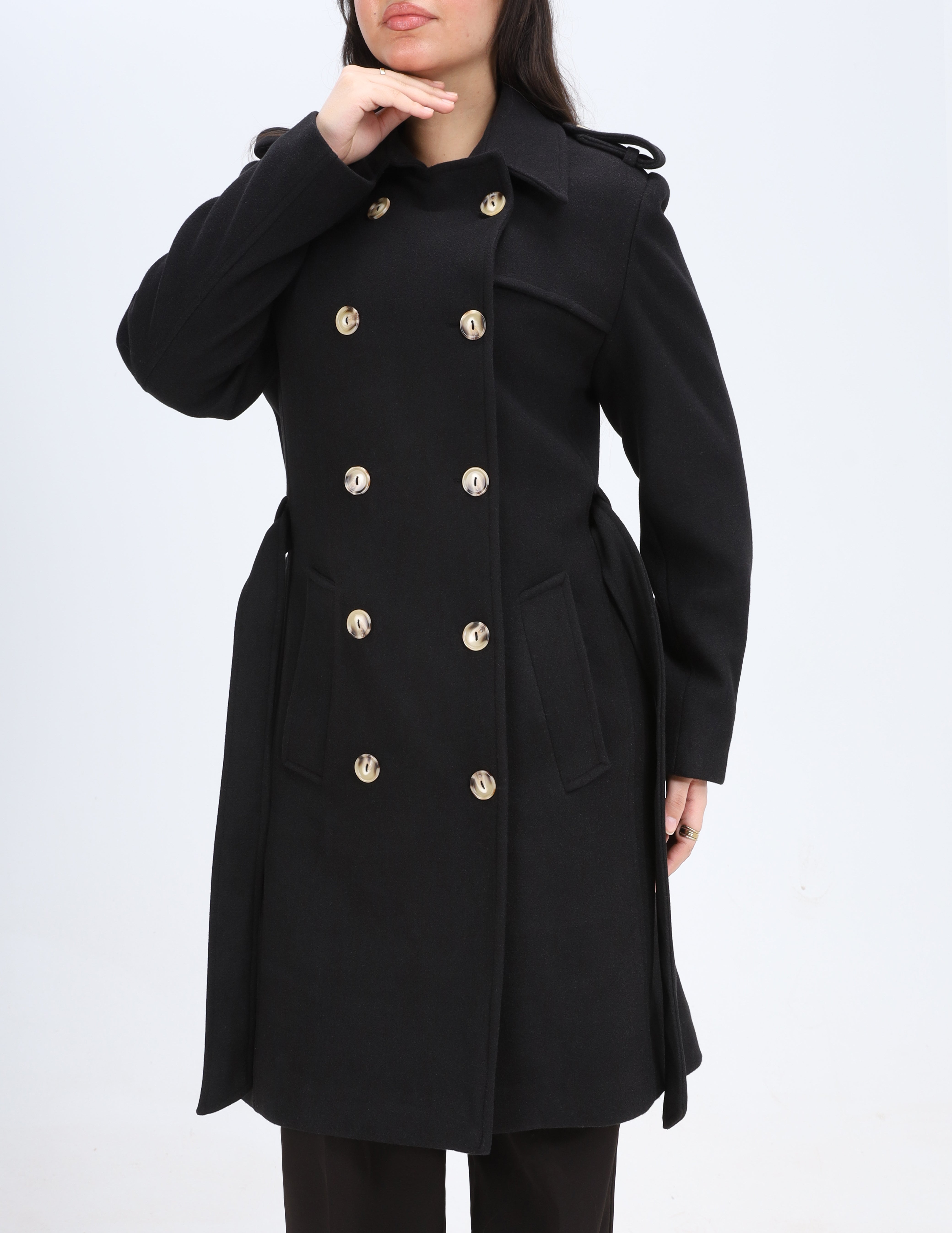 Double-Breasted Belted Trench Coat w169240019