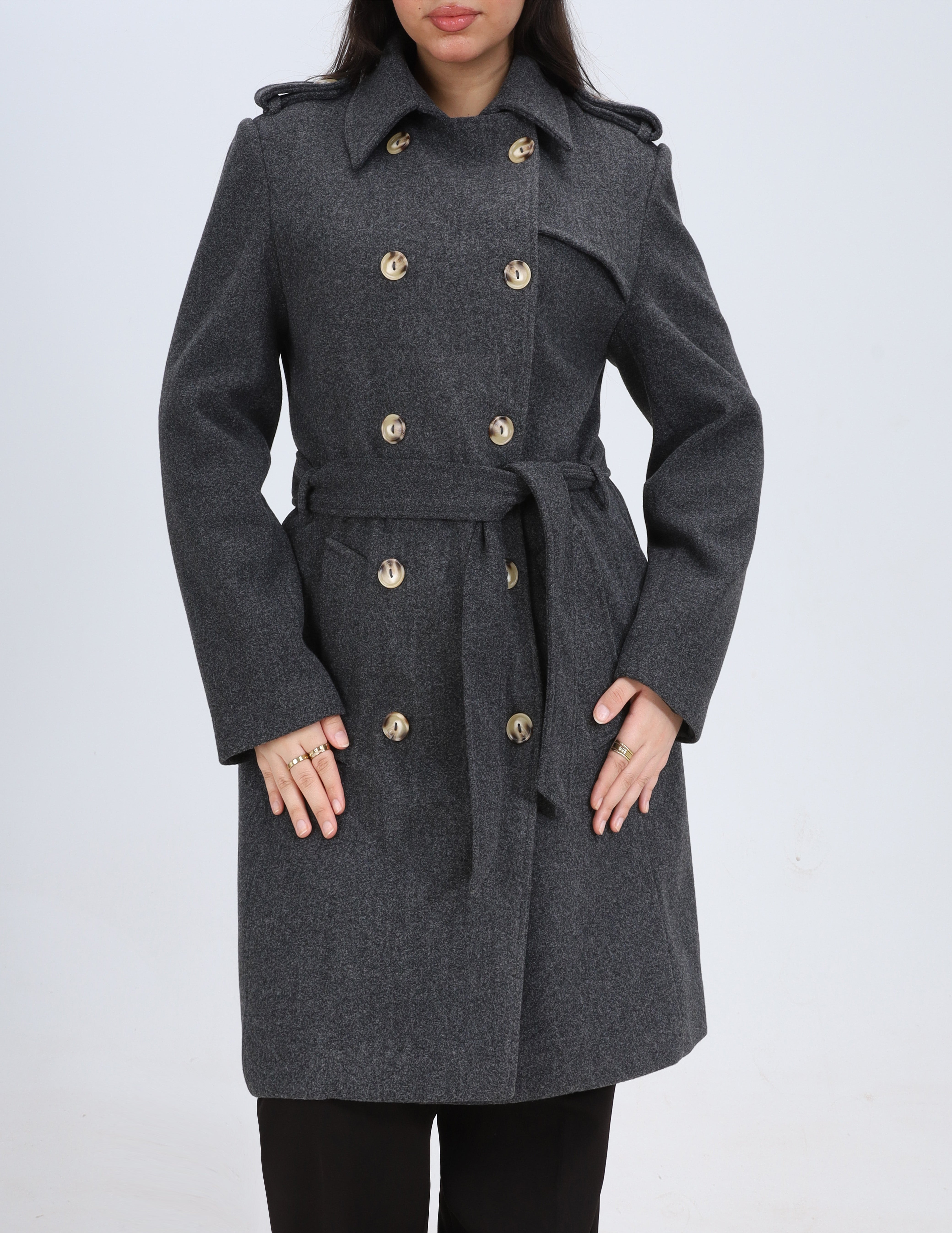 Double-Breasted Belted Trench Coat w169240019