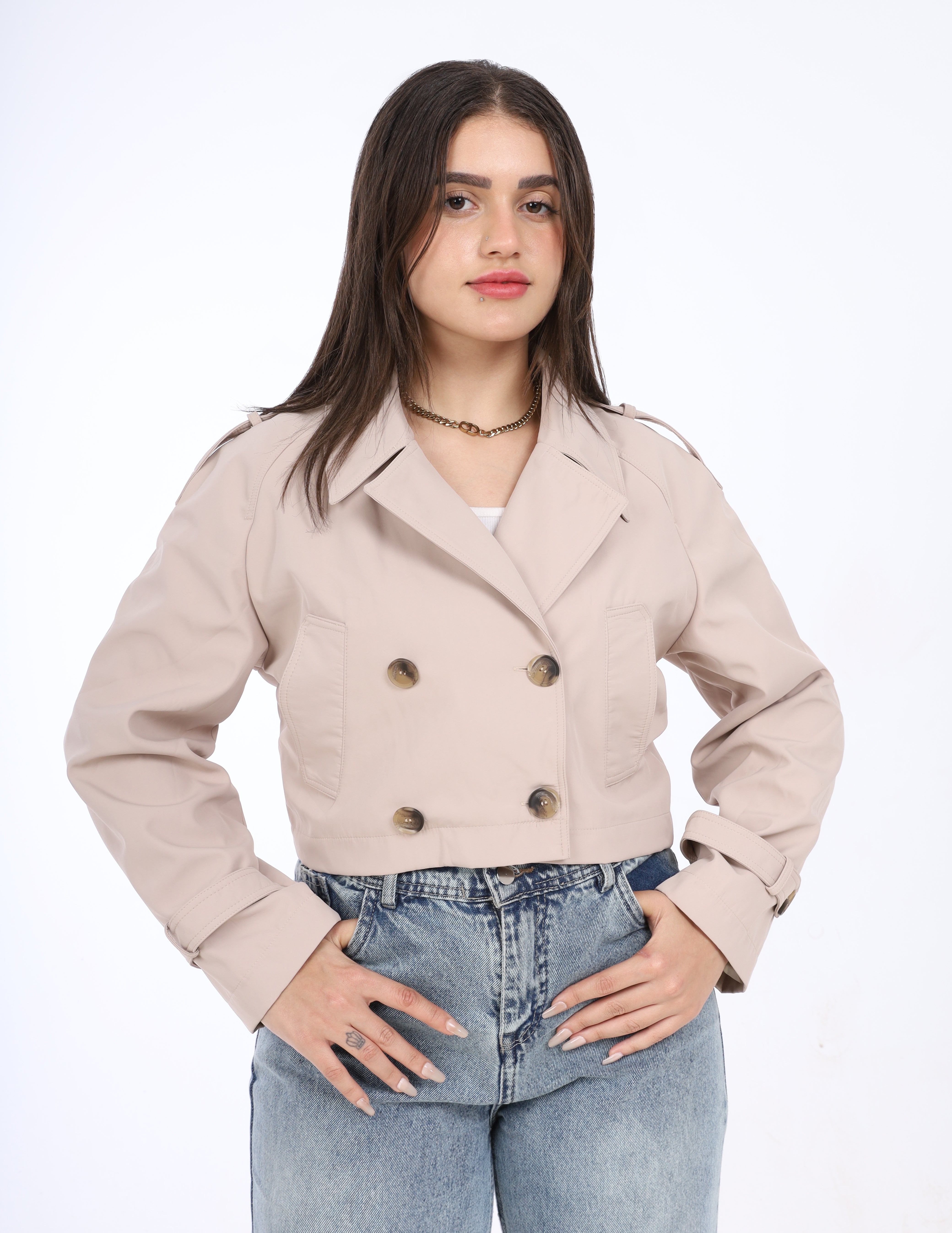 Cropped Double-Breasted Jacket w169240040