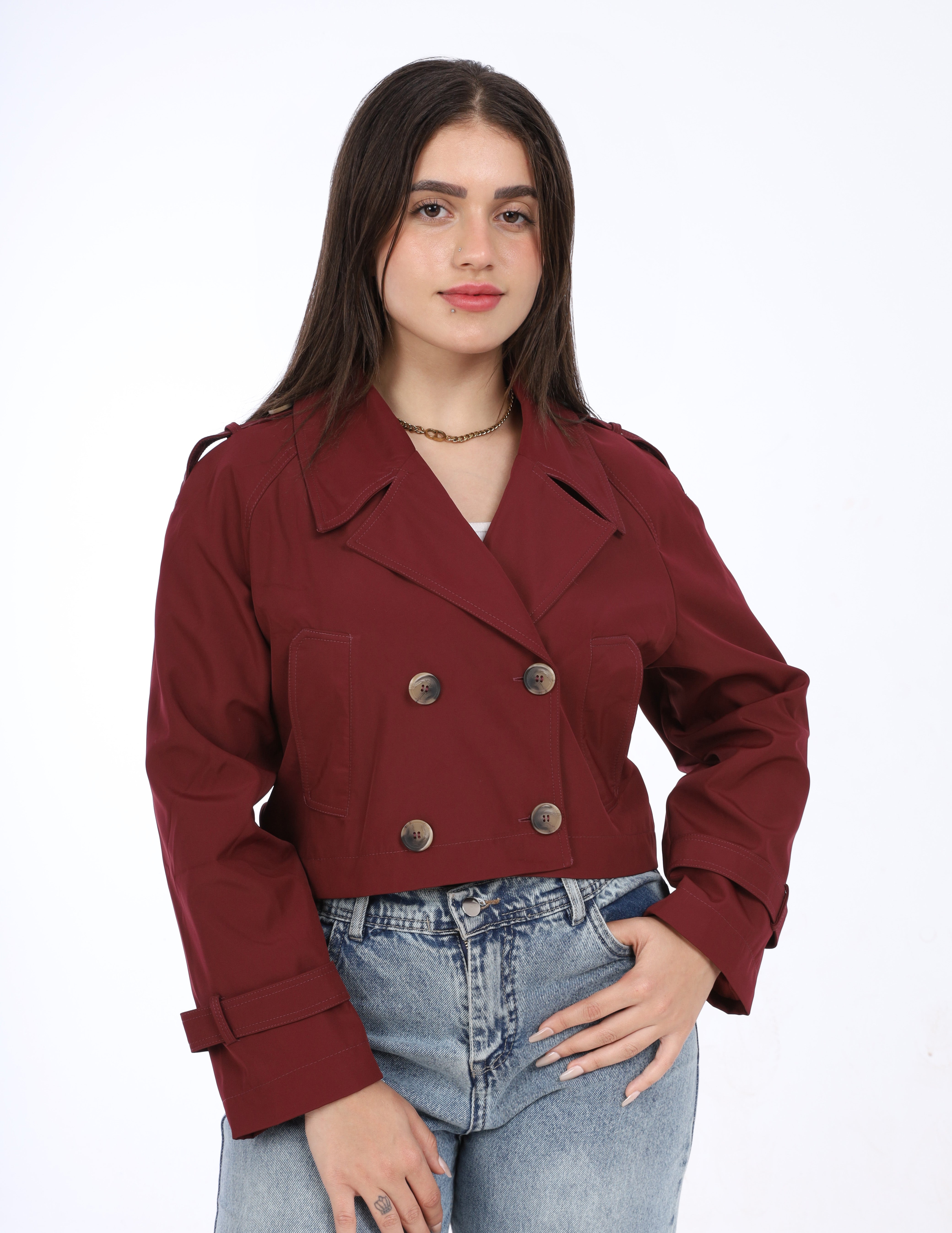 Cropped Double-Breasted Jacket w169240040