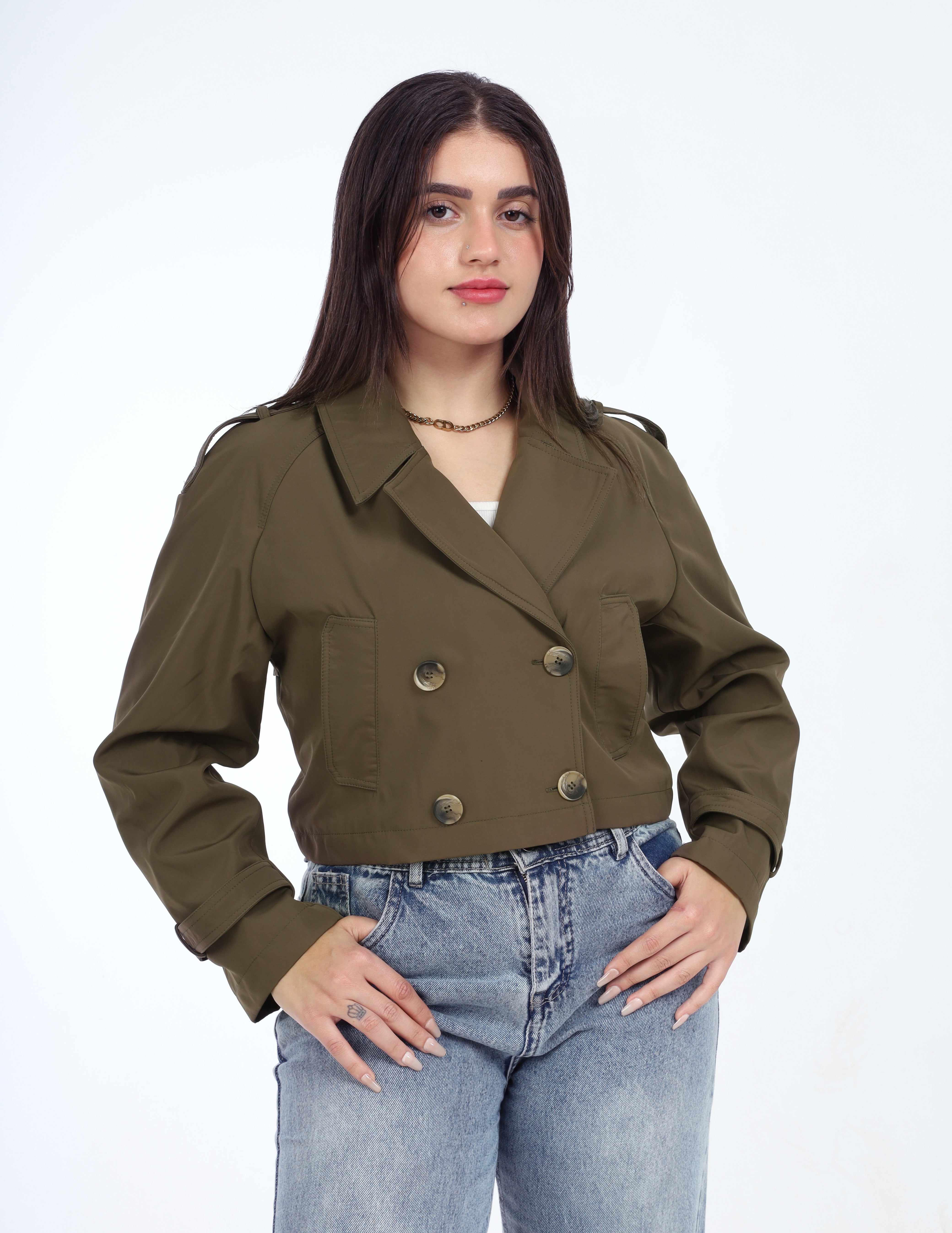 Cropped Double-Breasted Jacket w169240040