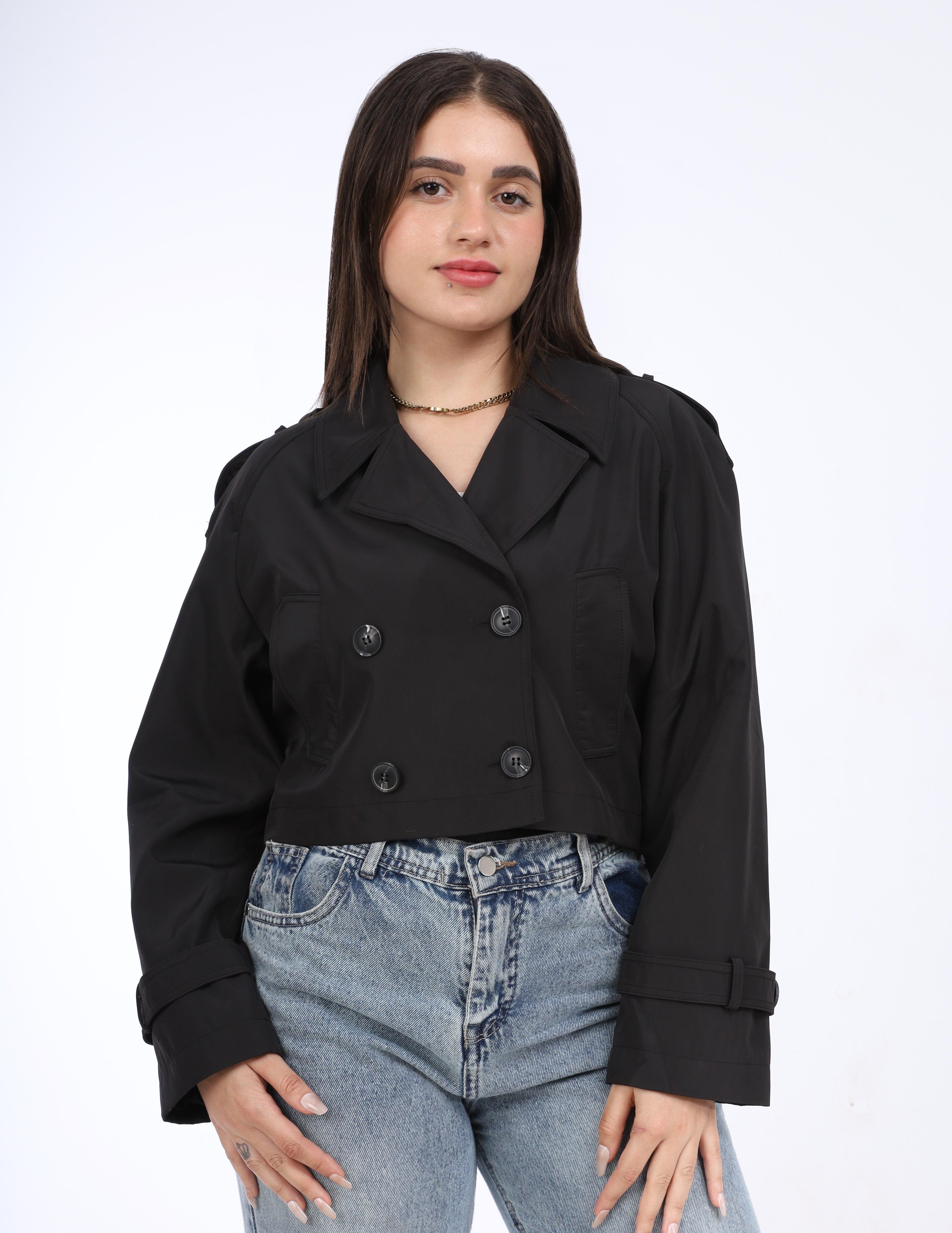 Cropped Double-Breasted Jacket w169240040