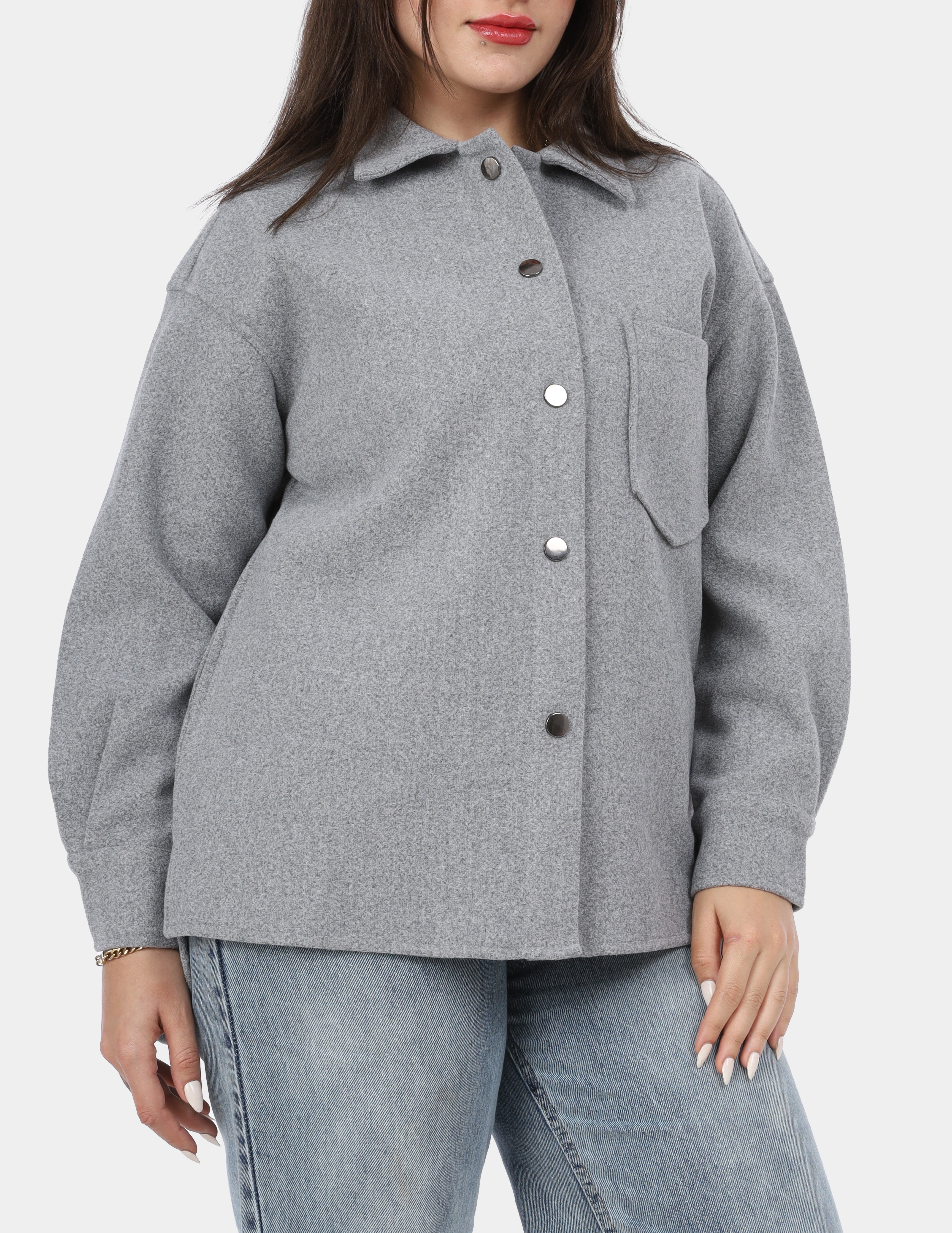 Wool Button-Up Shirt w169240054