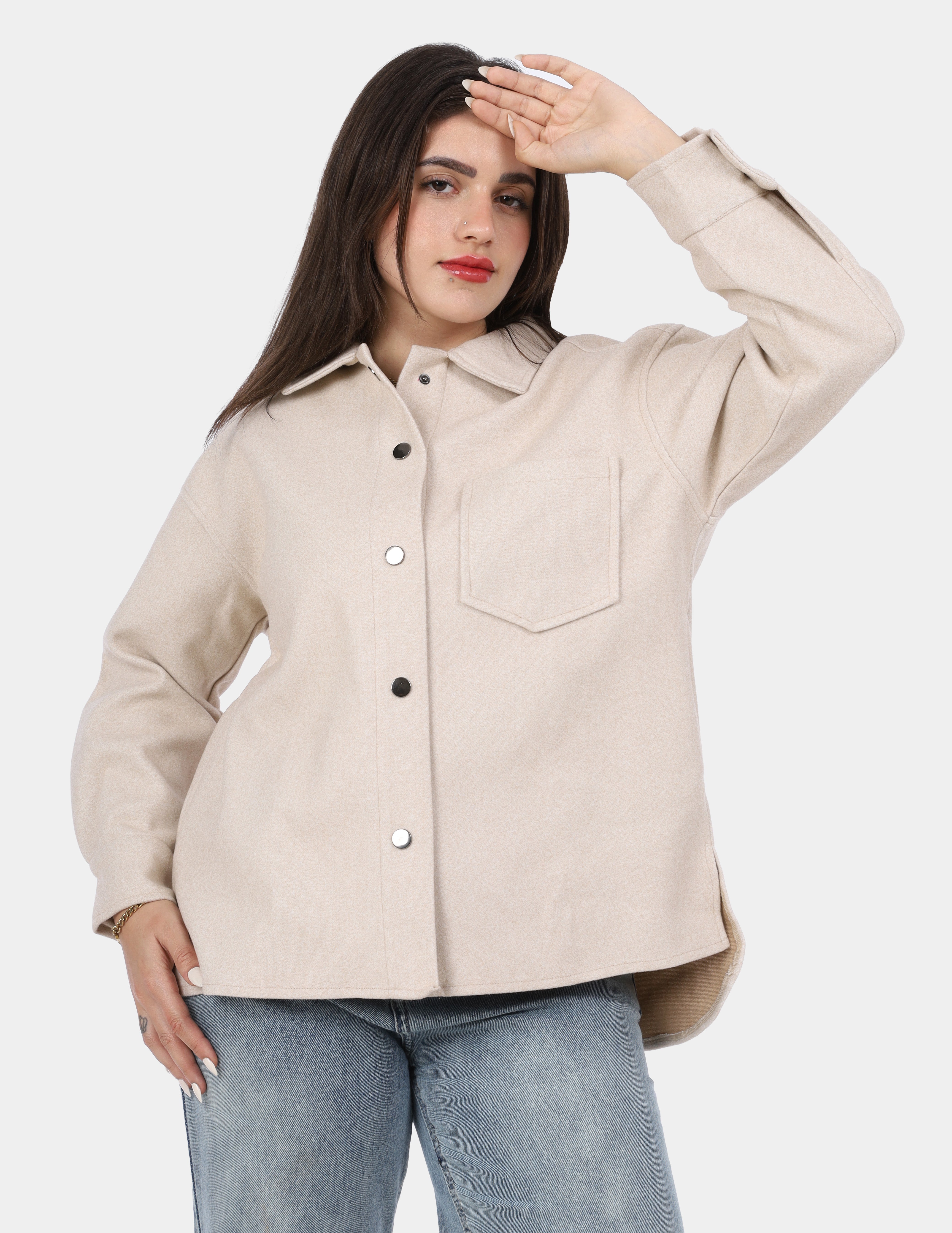 Wool Button-Up Shirt w169240054