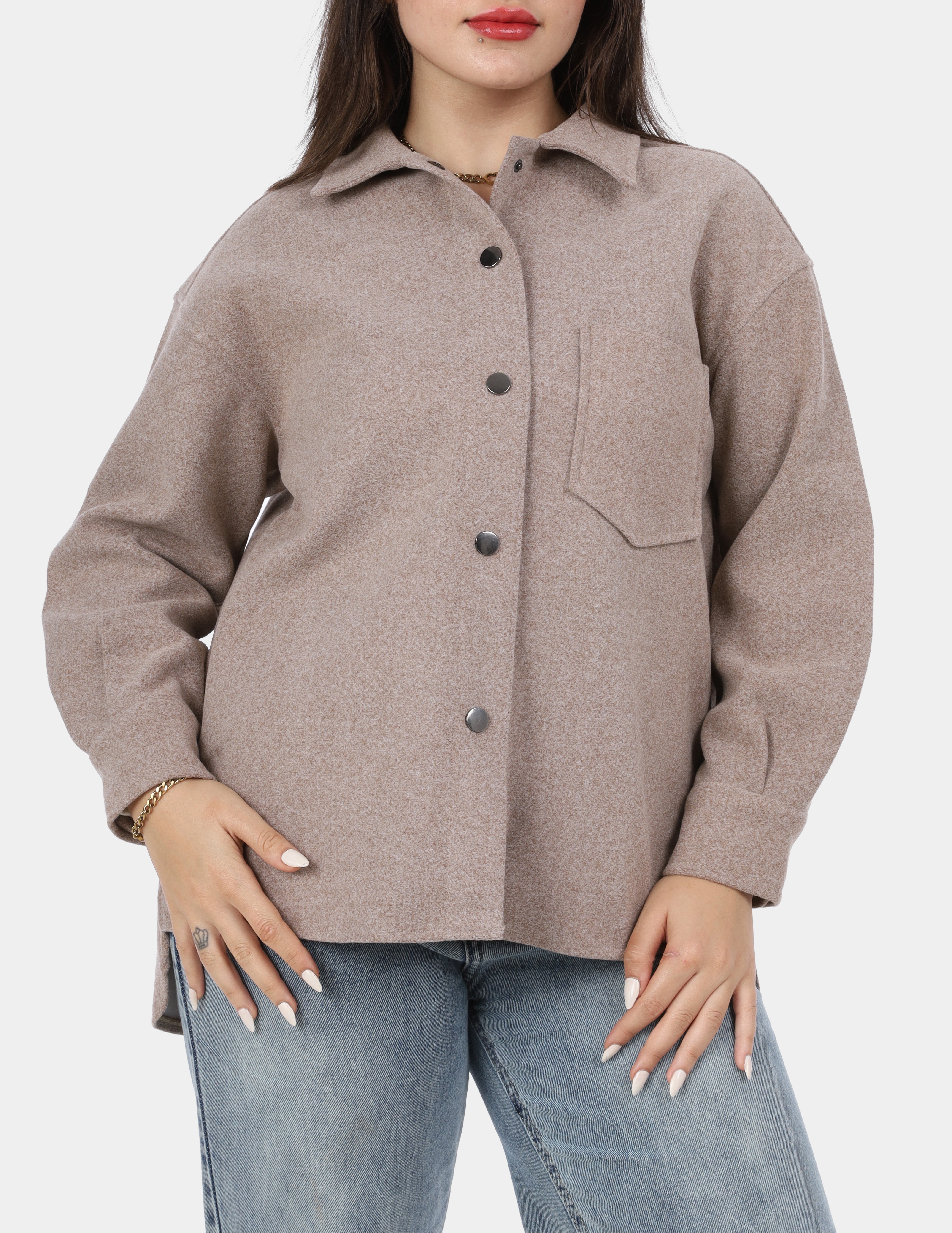 Wool Button-Up Shirt w169240054