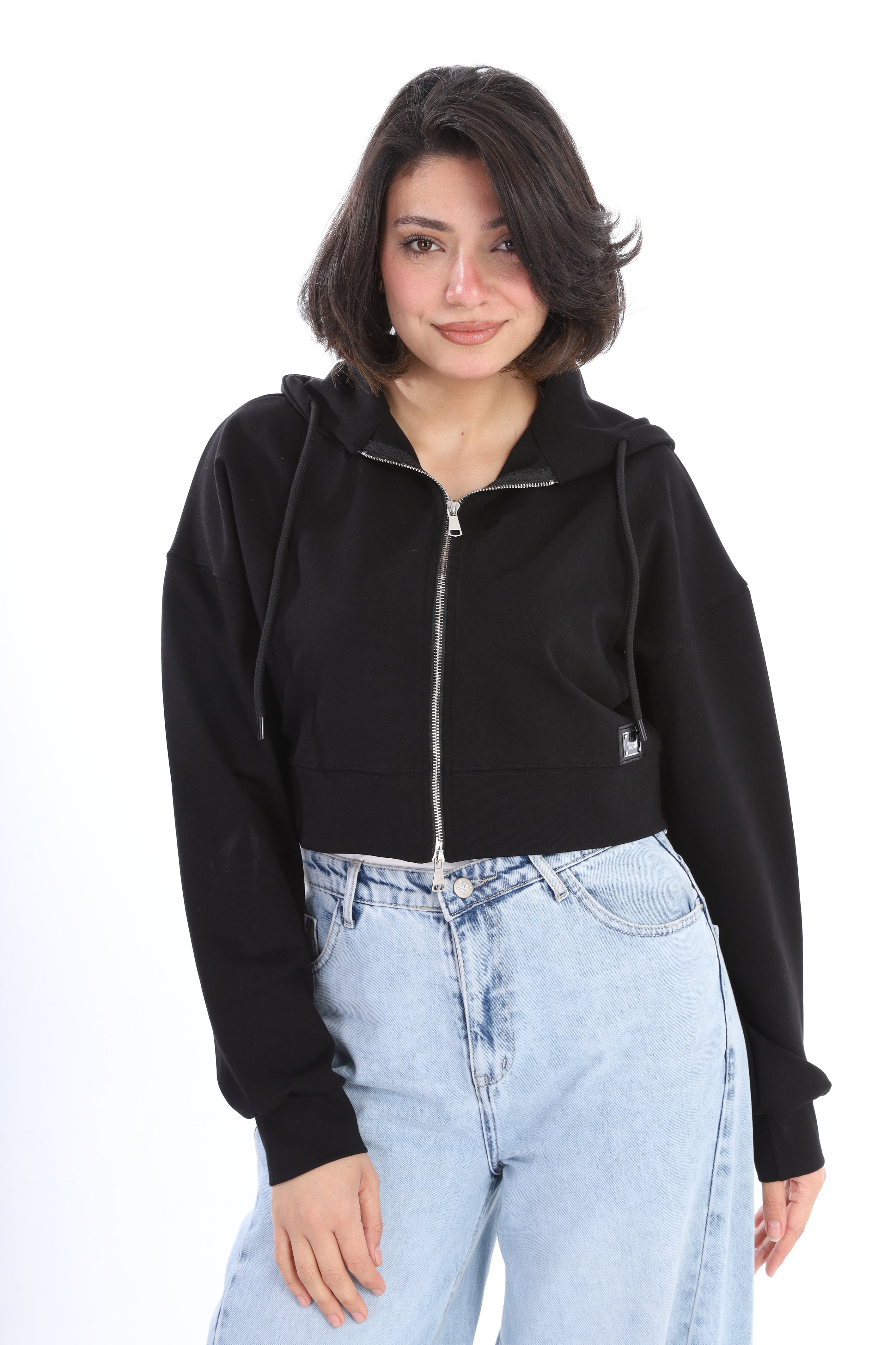Cropped Hoodie with Zipper w169240090