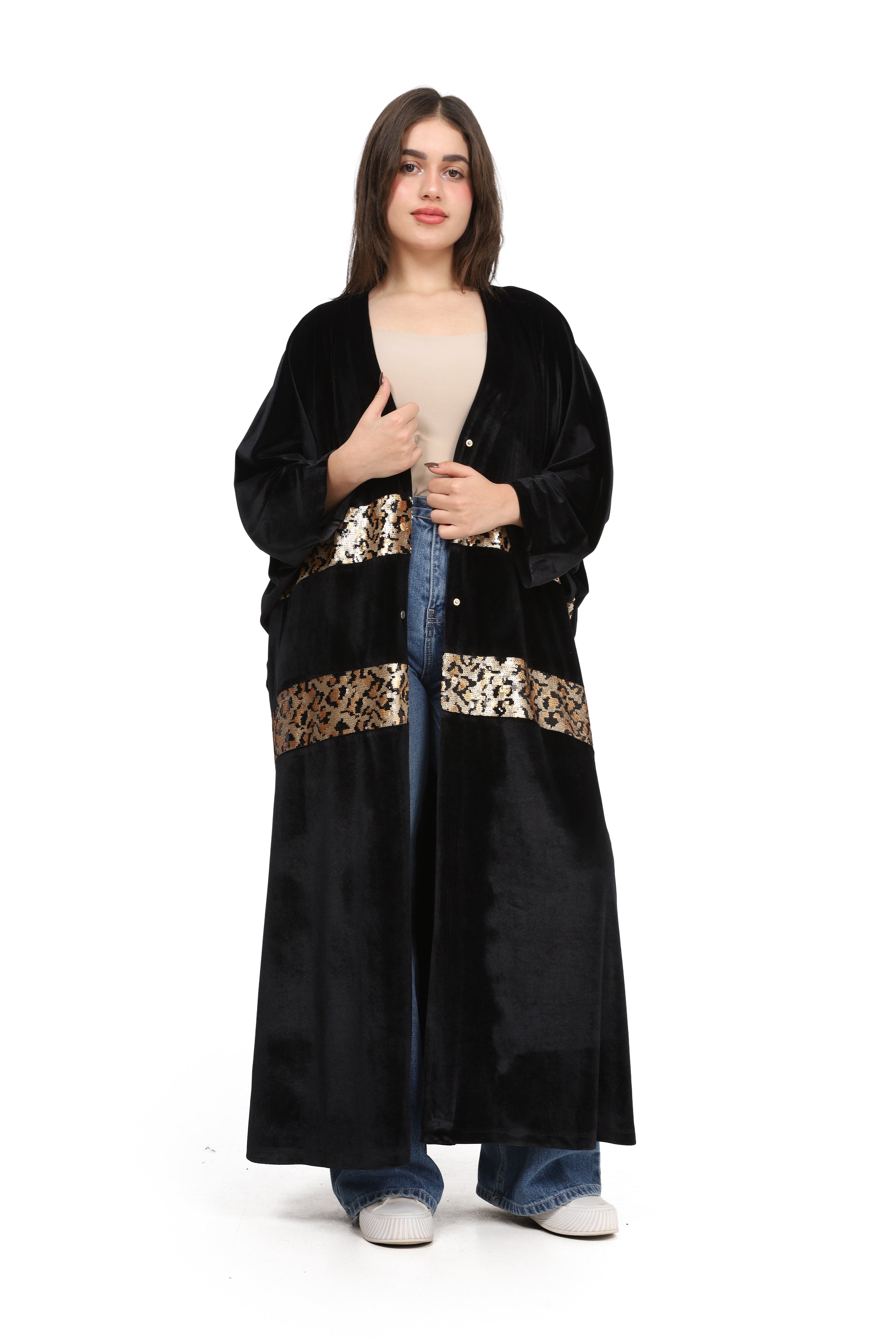 Velvet Leopard Trim Cardigan w169280006