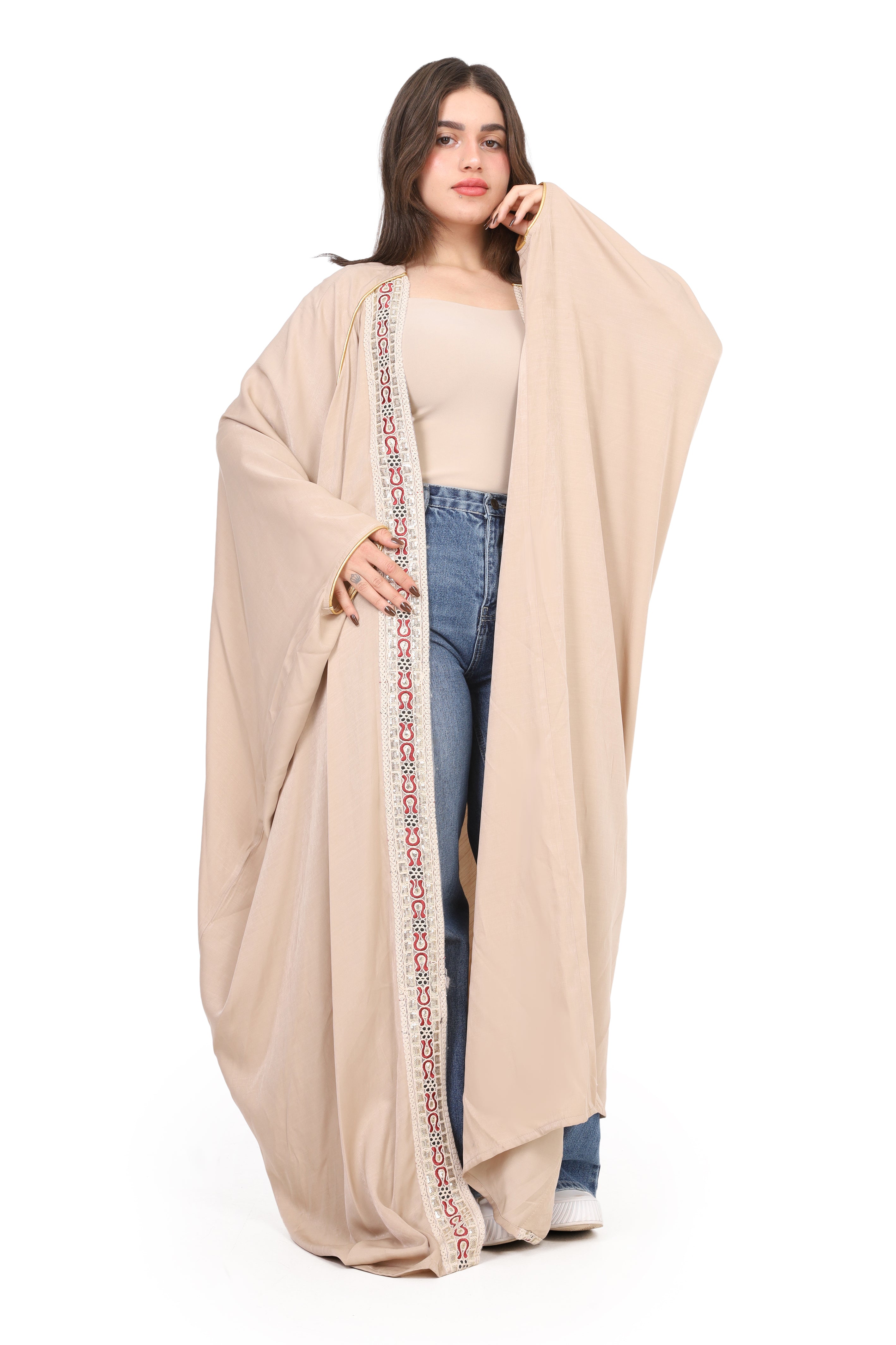 Embroidered Long Open Cardigan w169280010