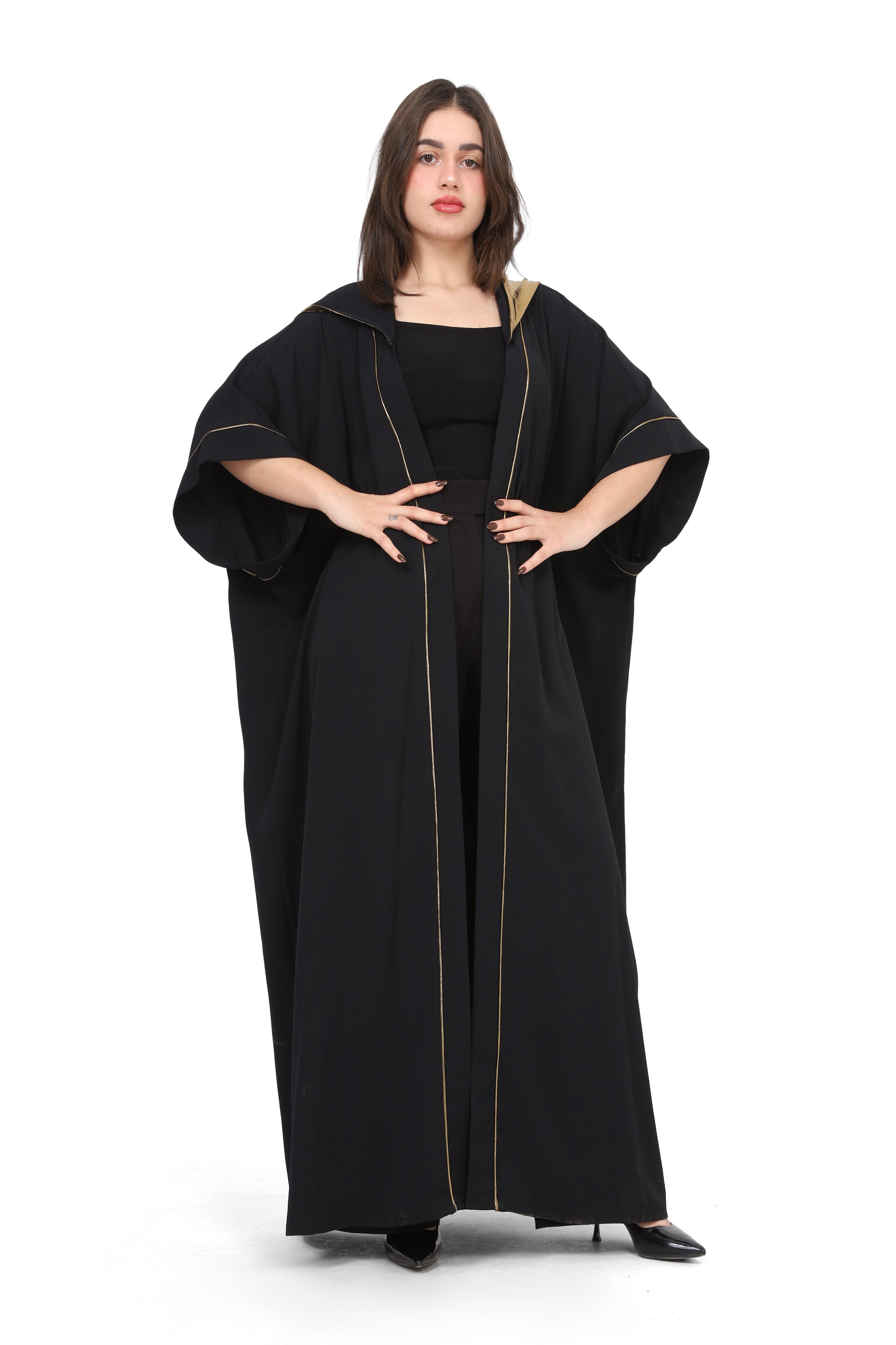 Hooded Cardigan with Metallic Hood w169280011