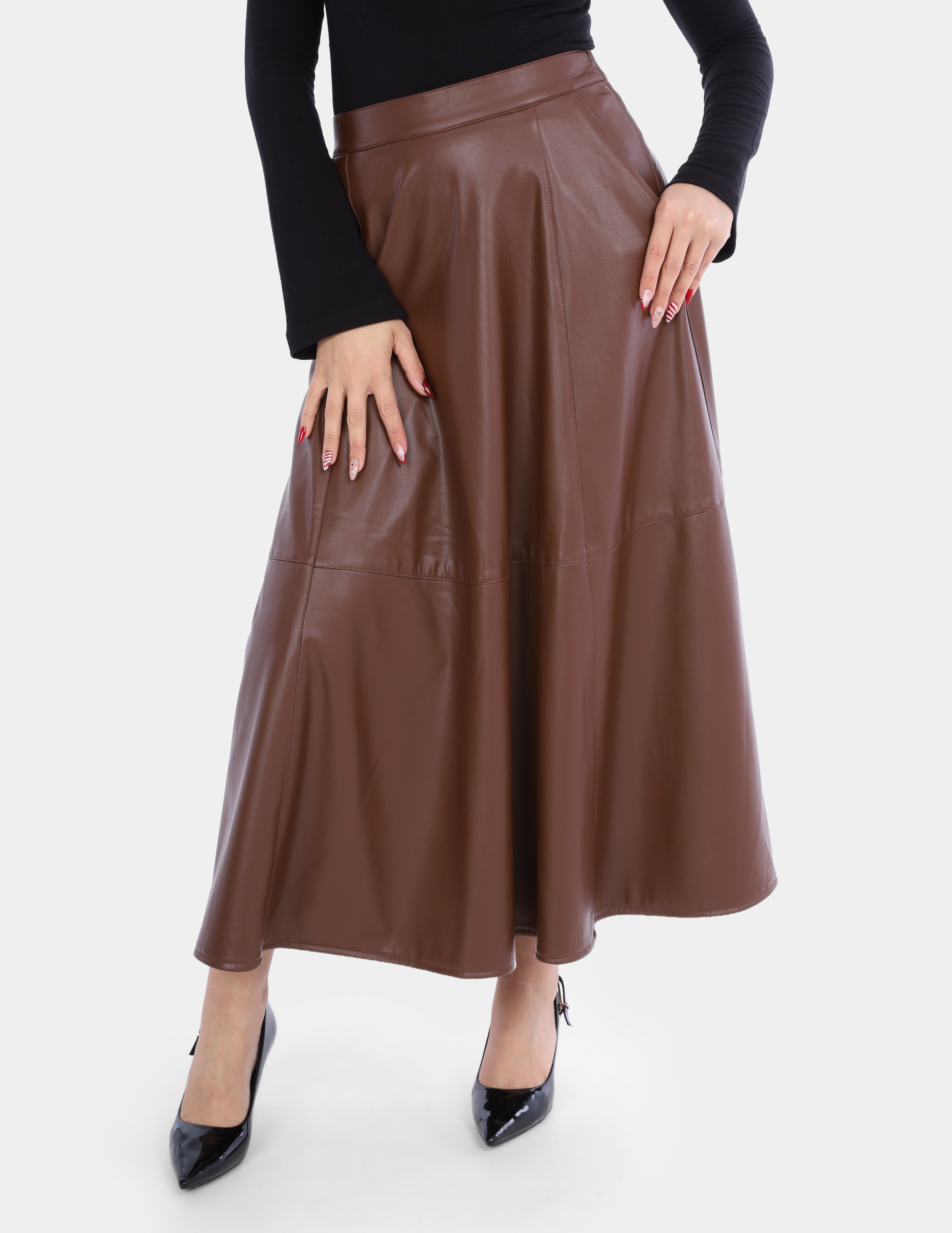 Wide-Leg Faux Leather Maxi Skirt w16959138