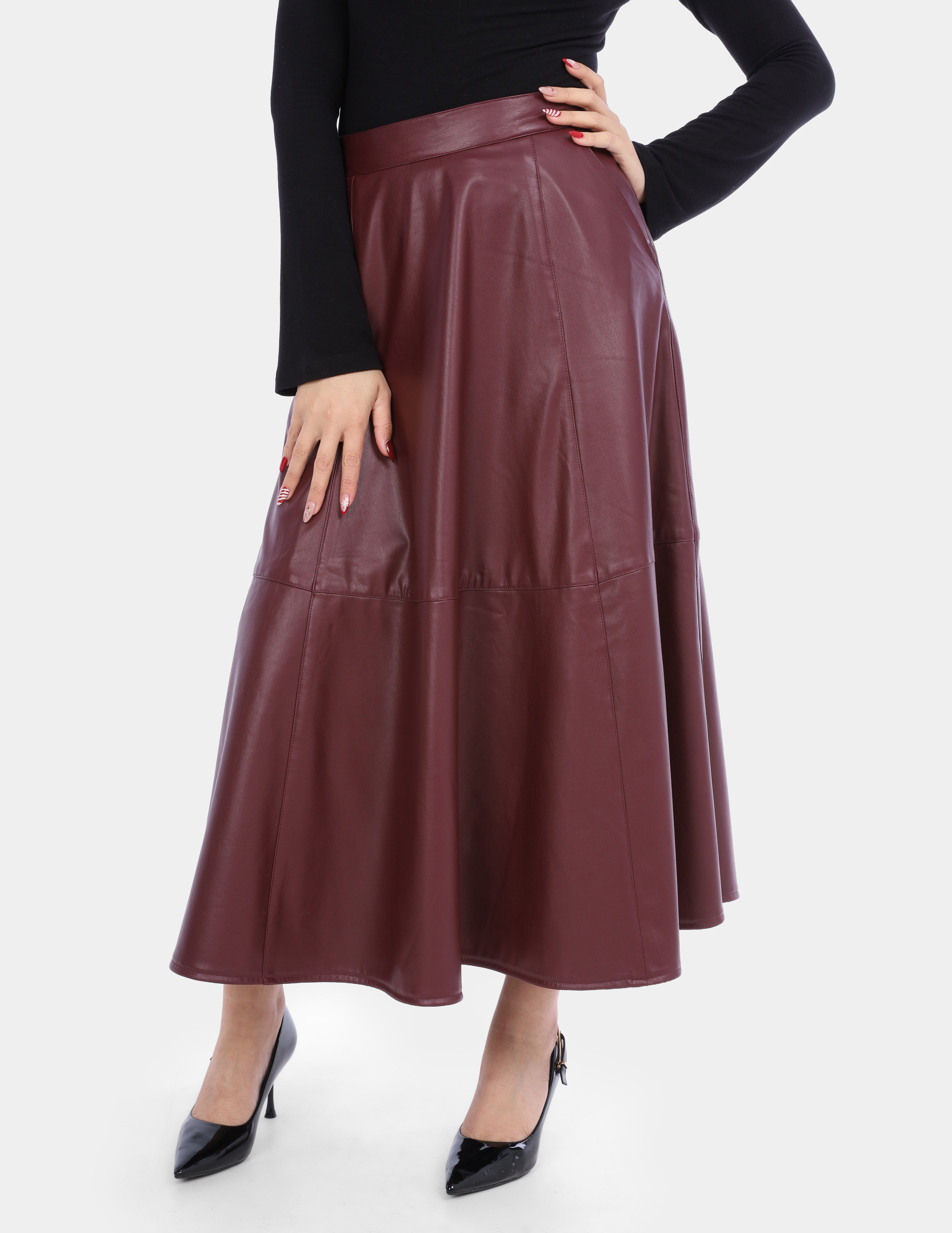 Wide-Leg Faux Leather Maxi Skirt w16959138