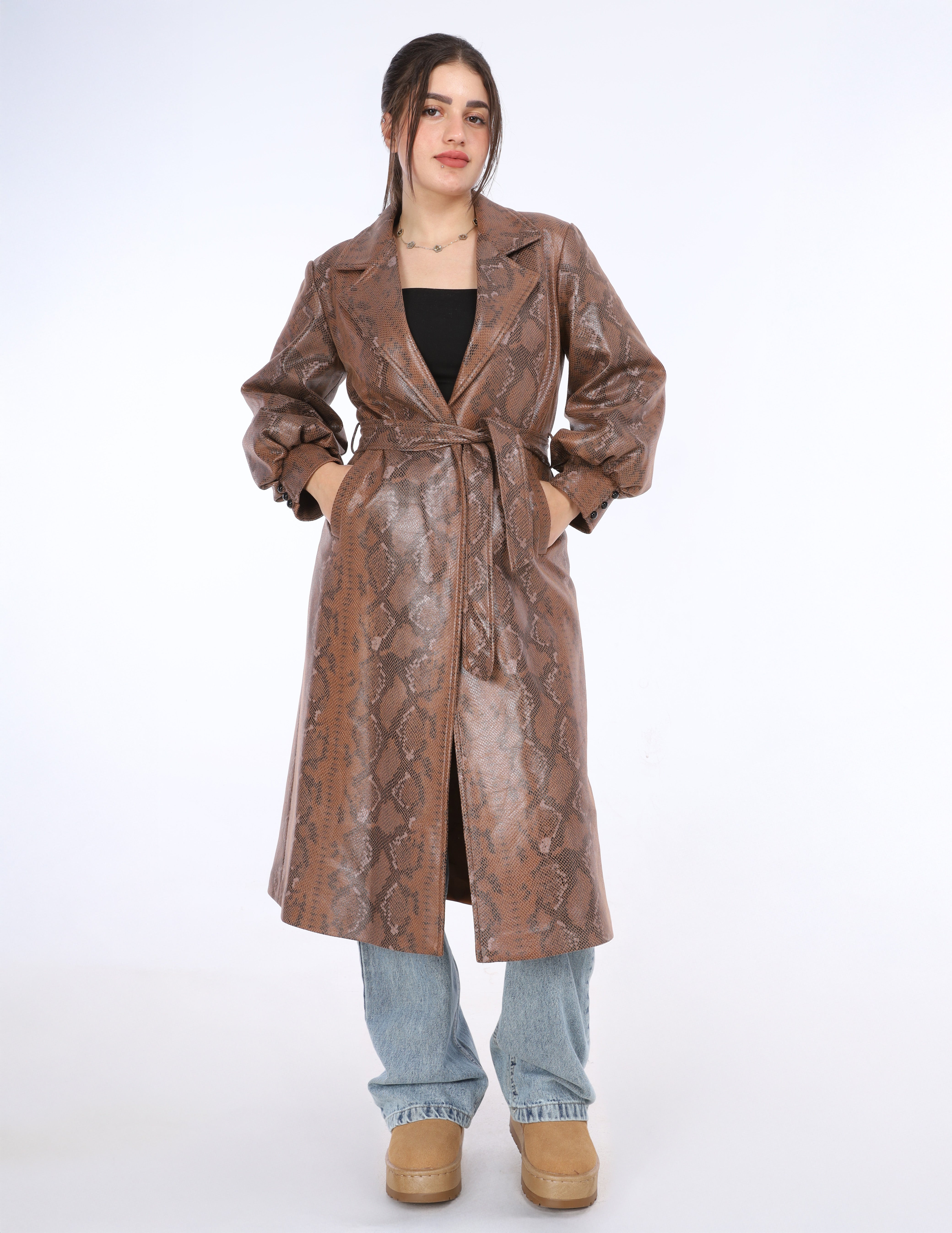 Long Coat with Snake Print w16962016