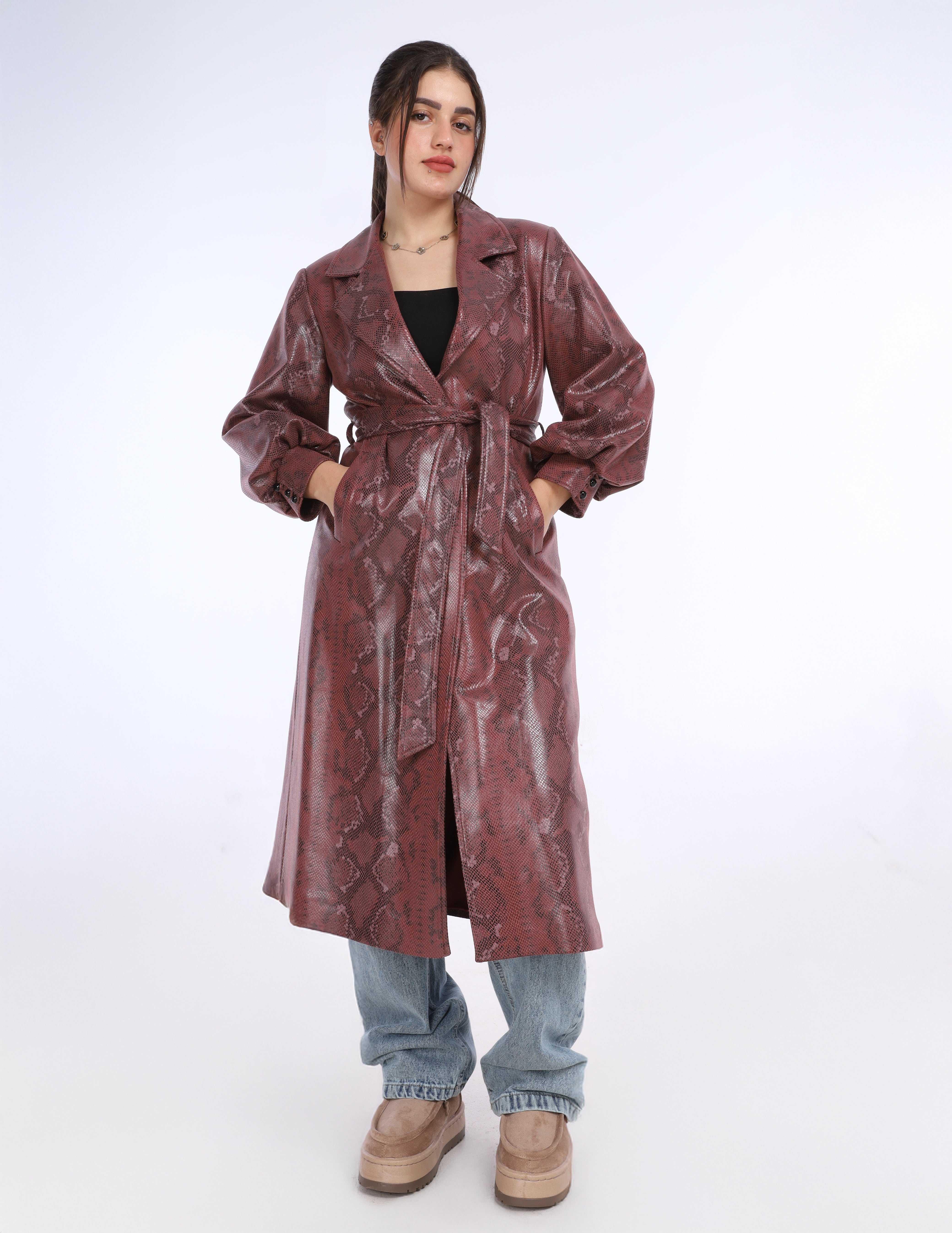 Long Coat with Snake Print w16962016
