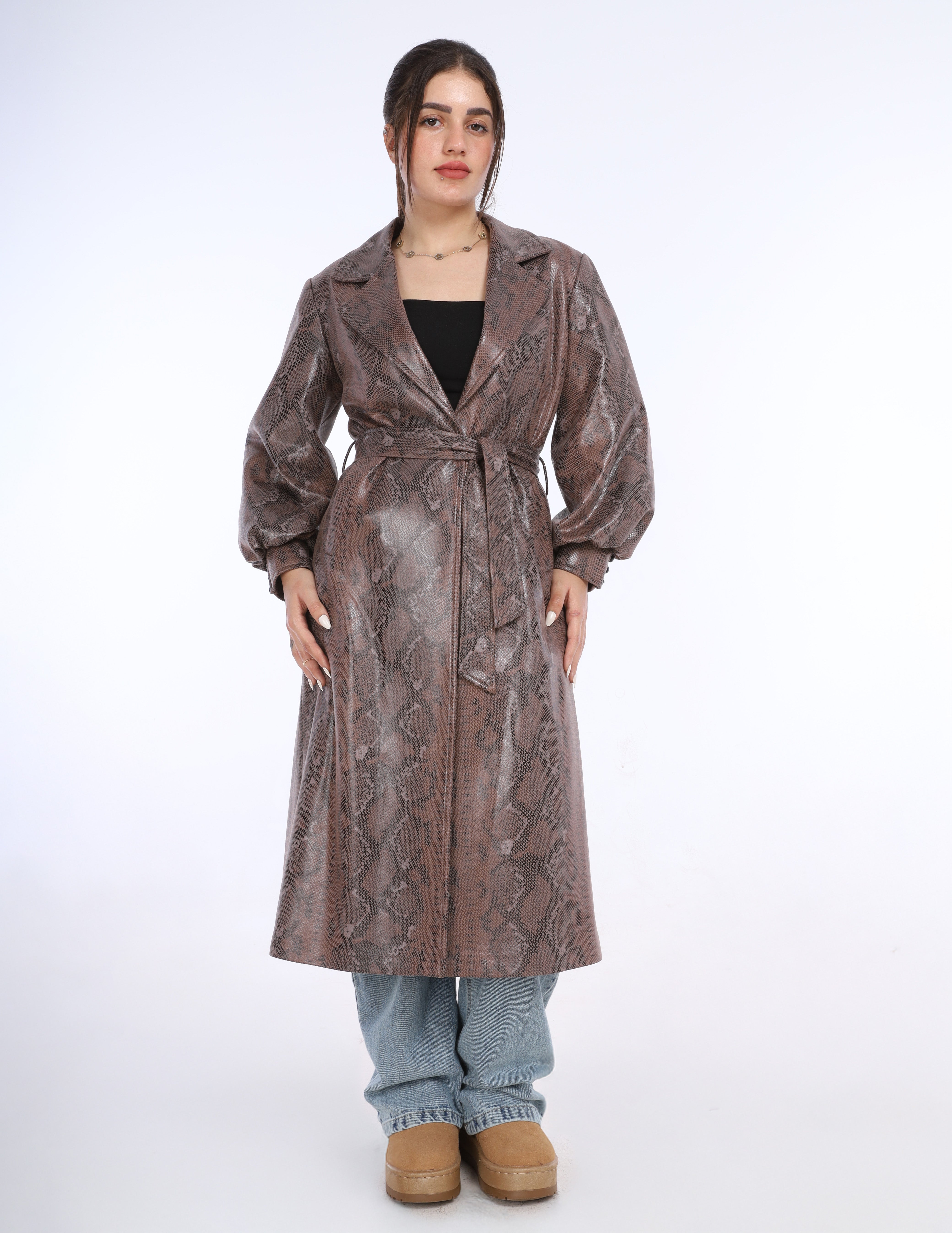 Long Coat with Snake Print w16962016