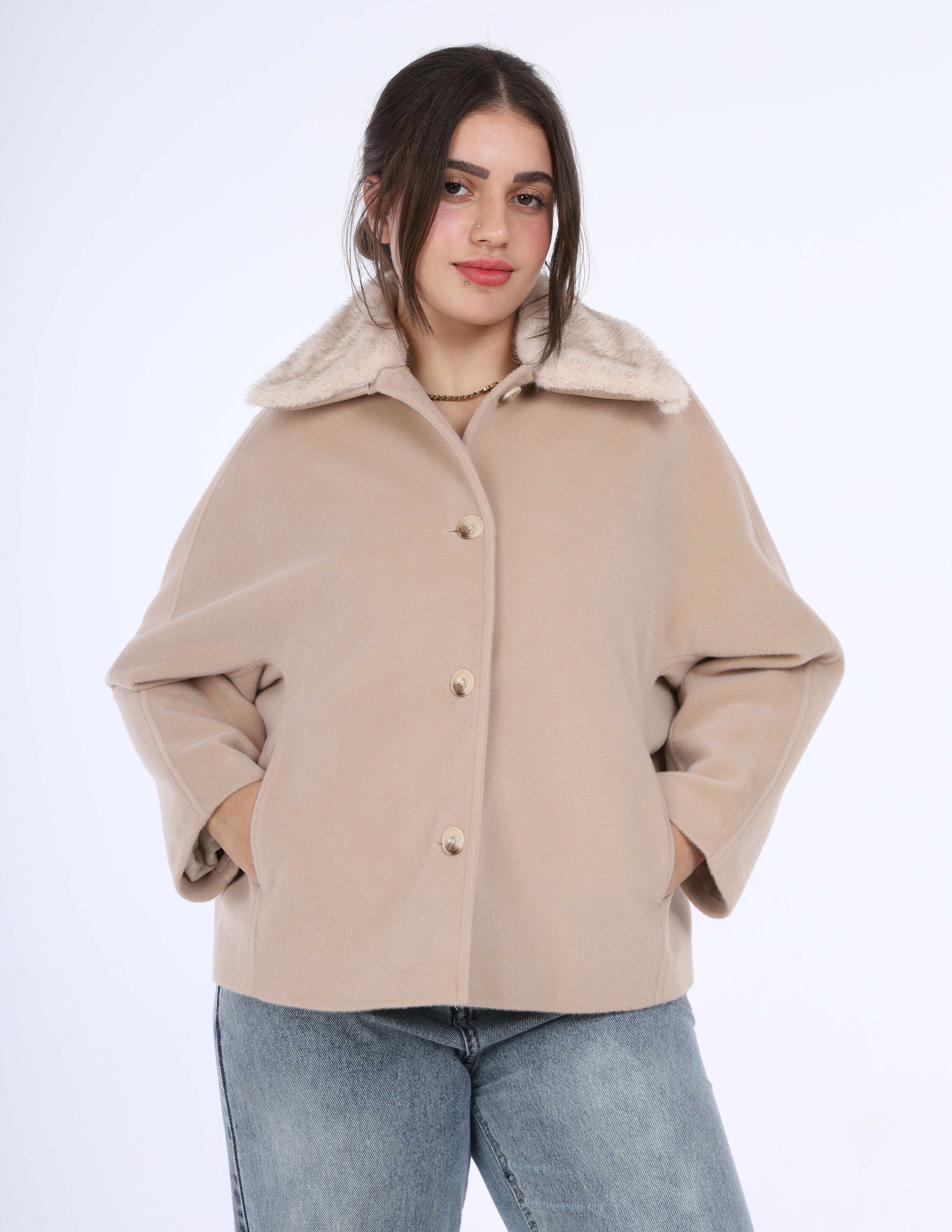 Shearling Collar Corduroy Jacket w16962025