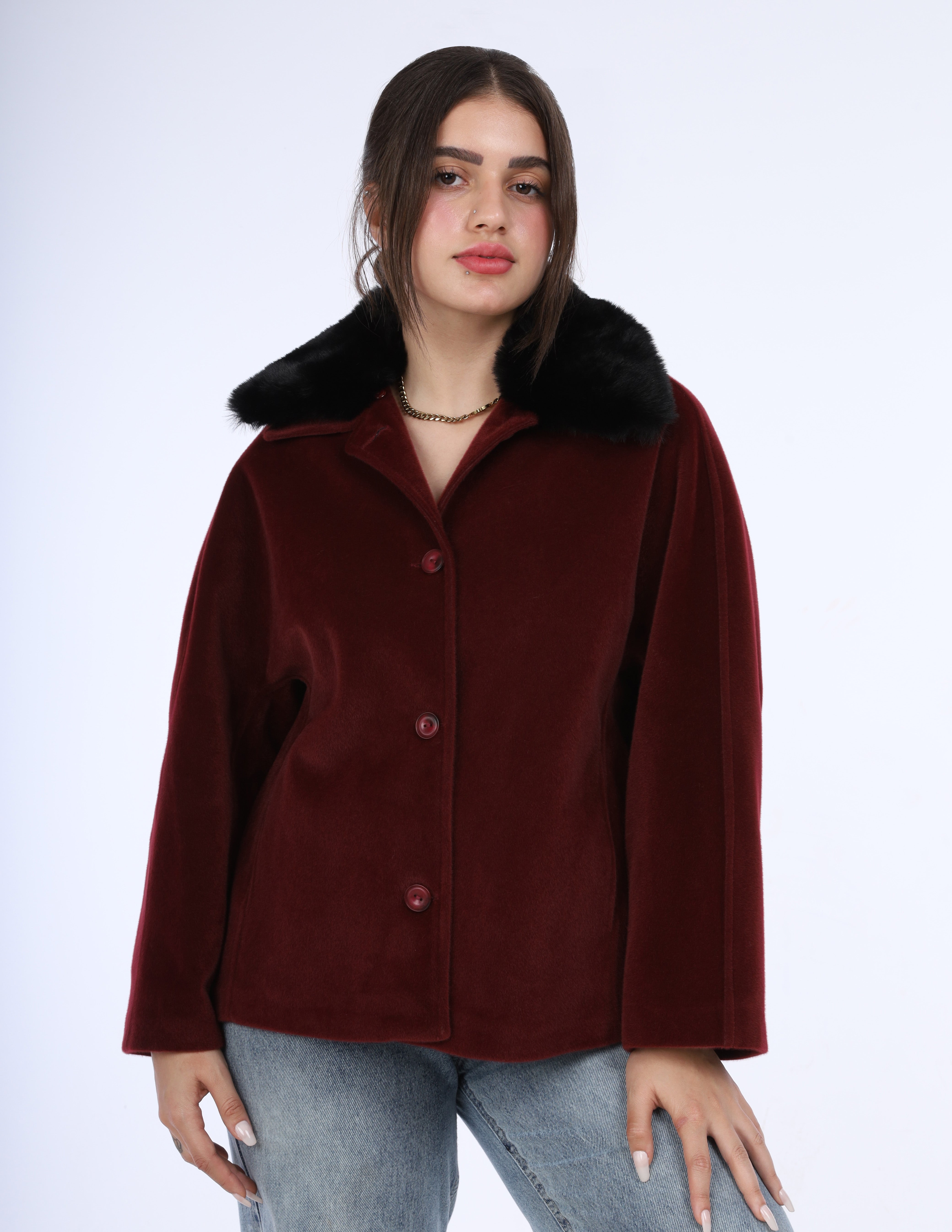 Shearling Collar Corduroy Jacket w16962025