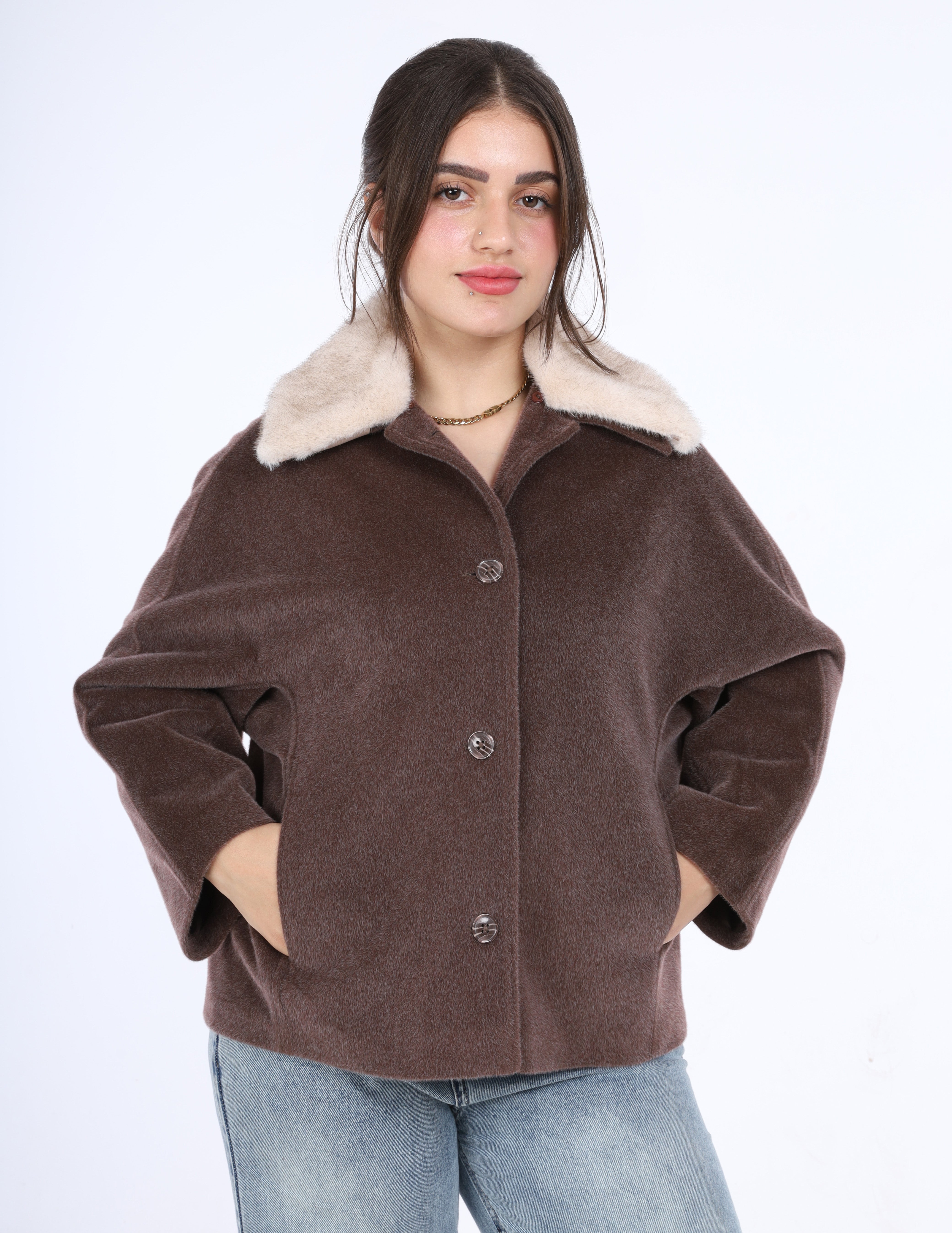 Shearling Collar Corduroy Jacket w16962025