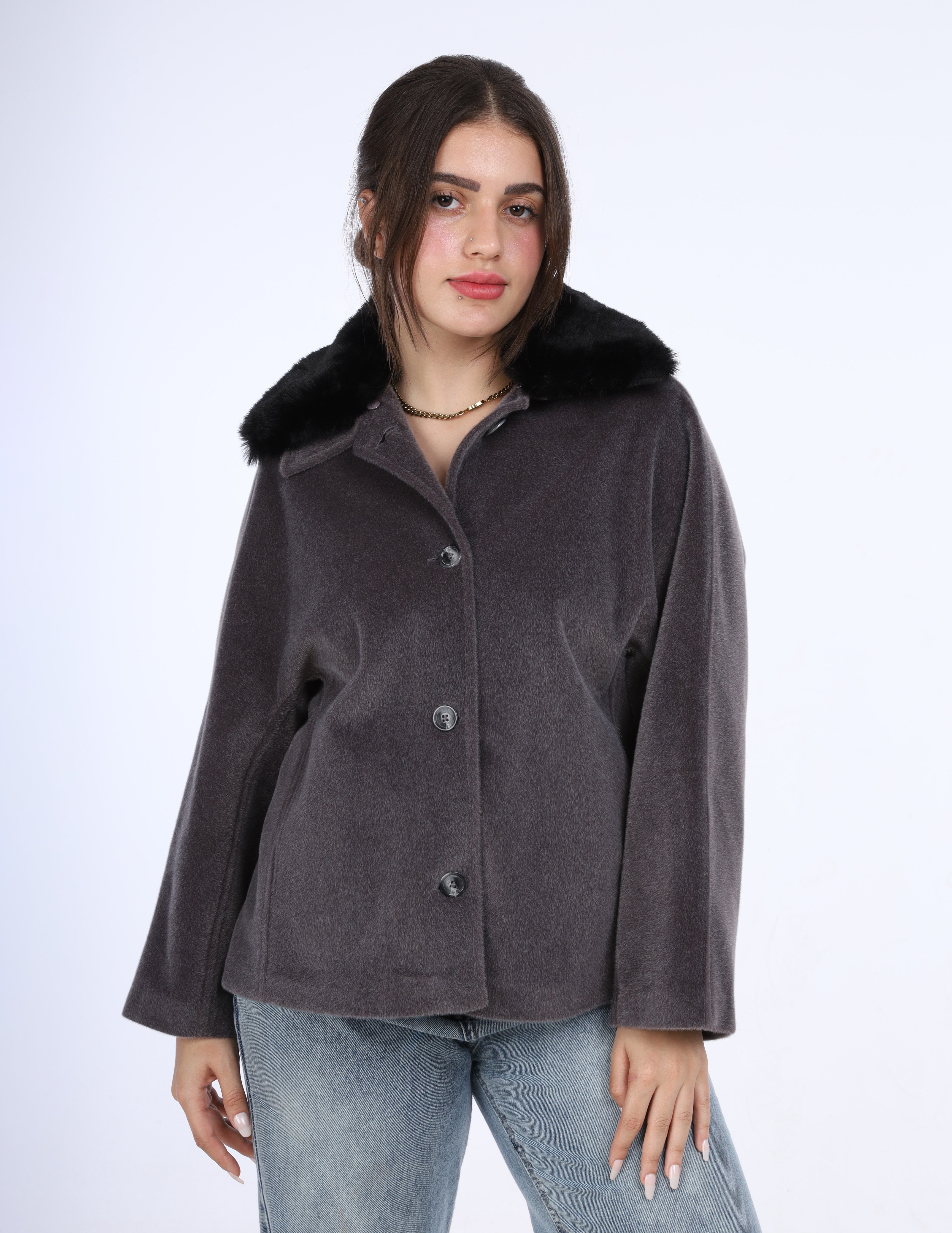 Shearling Collar Corduroy Jacket w16962025