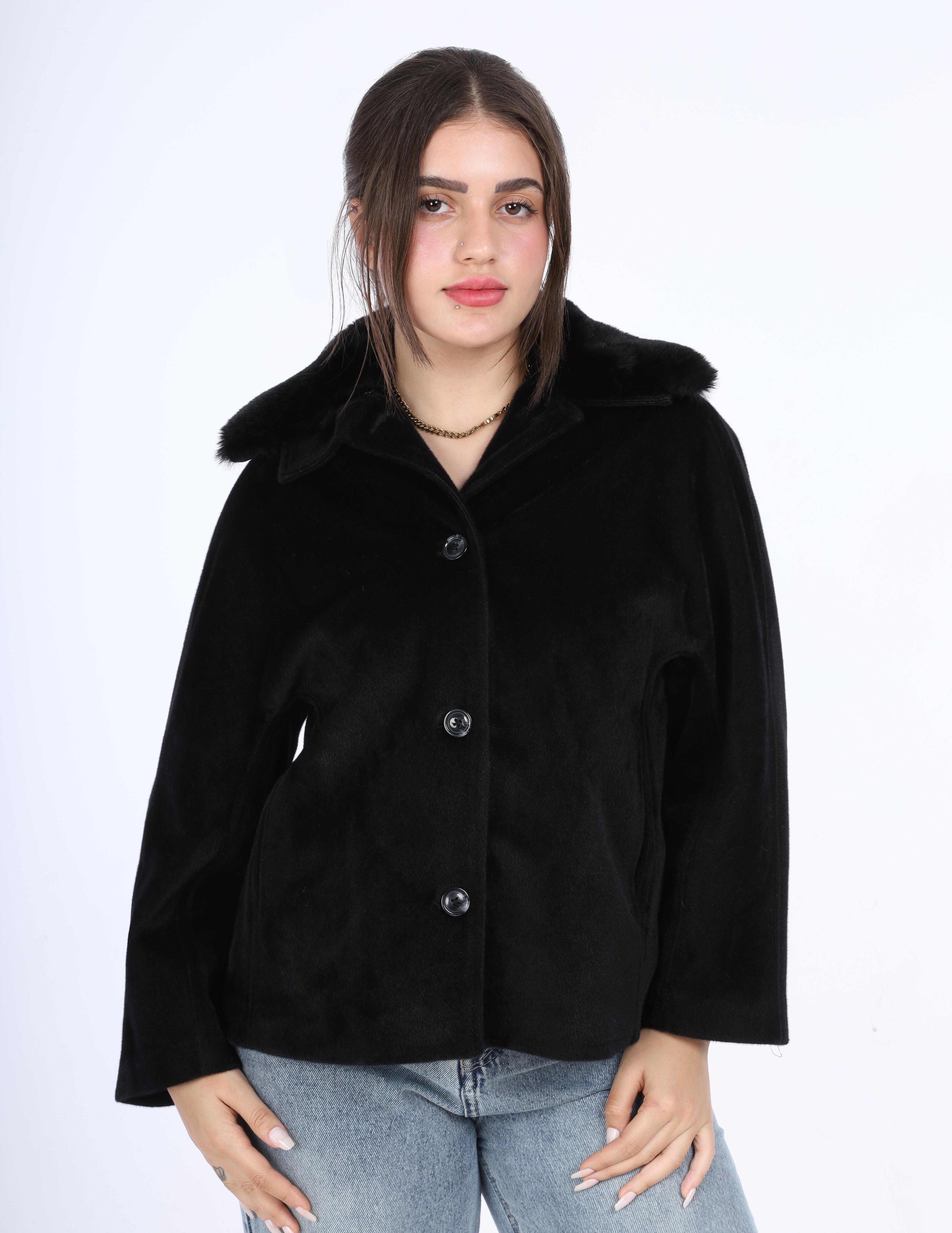 Shearling Collar Corduroy Jacket w16962025