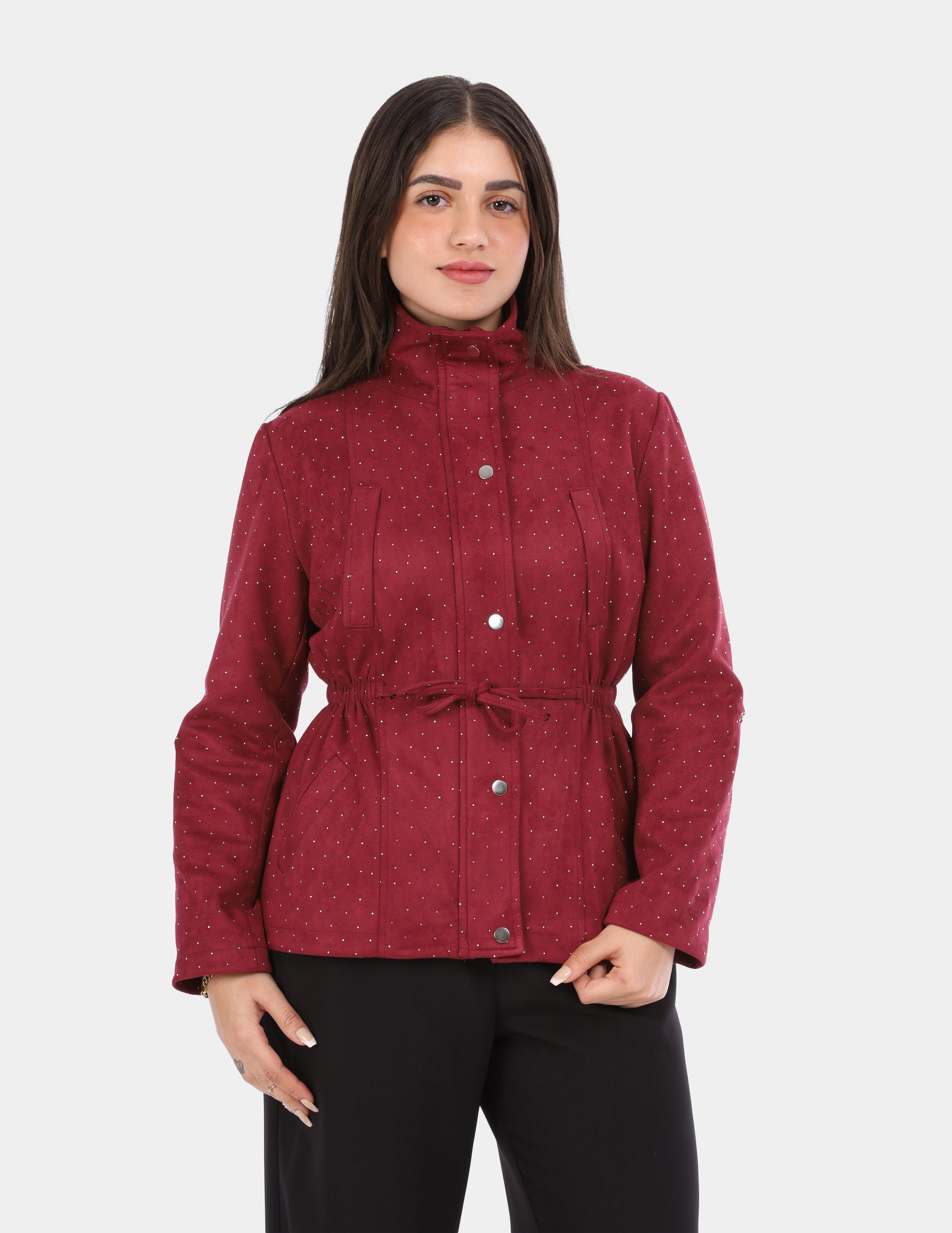 Fitted Jacket with All-Over Shimmer Dot Details w16962037