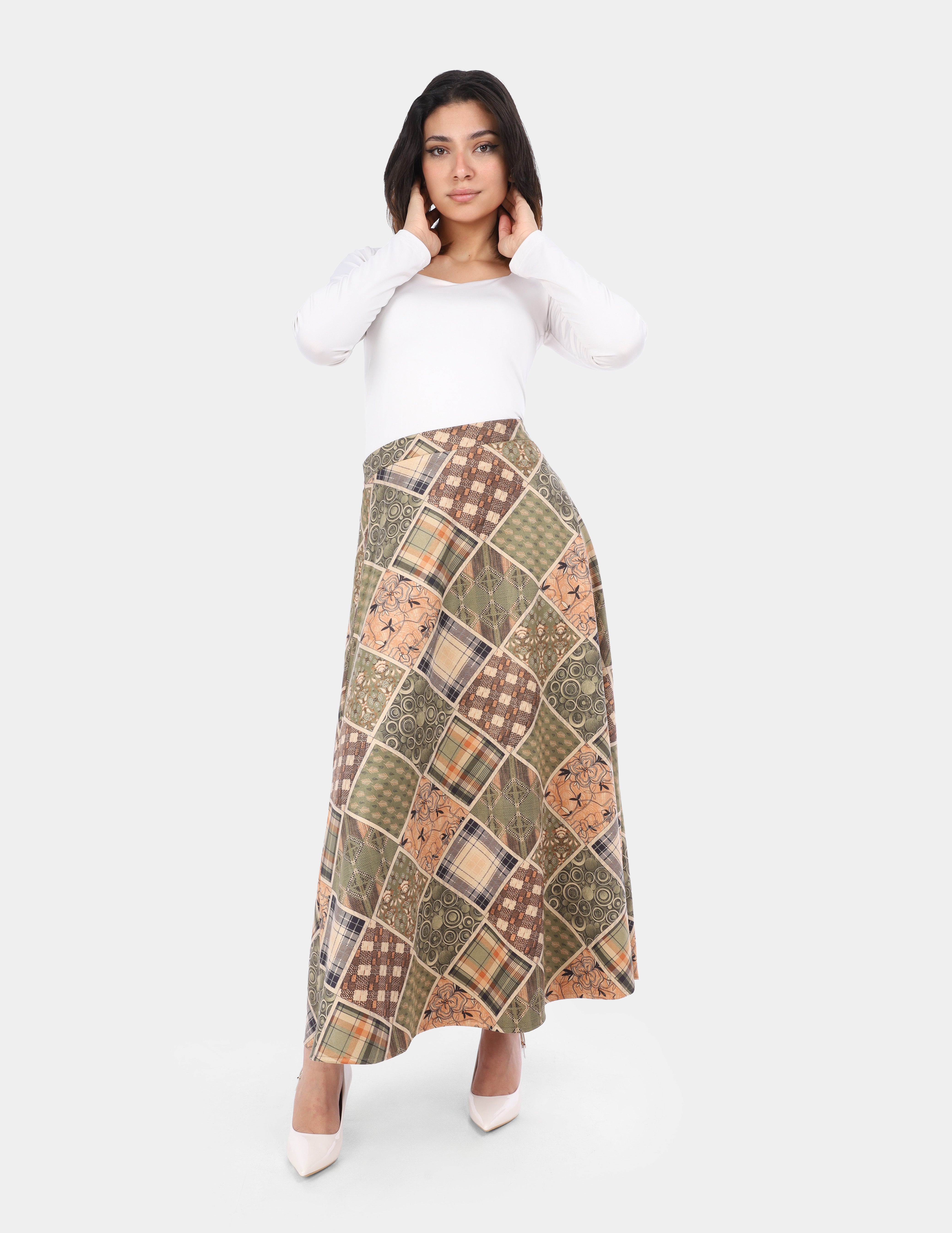 Vintage patchwork Maxi Skirt w16963061