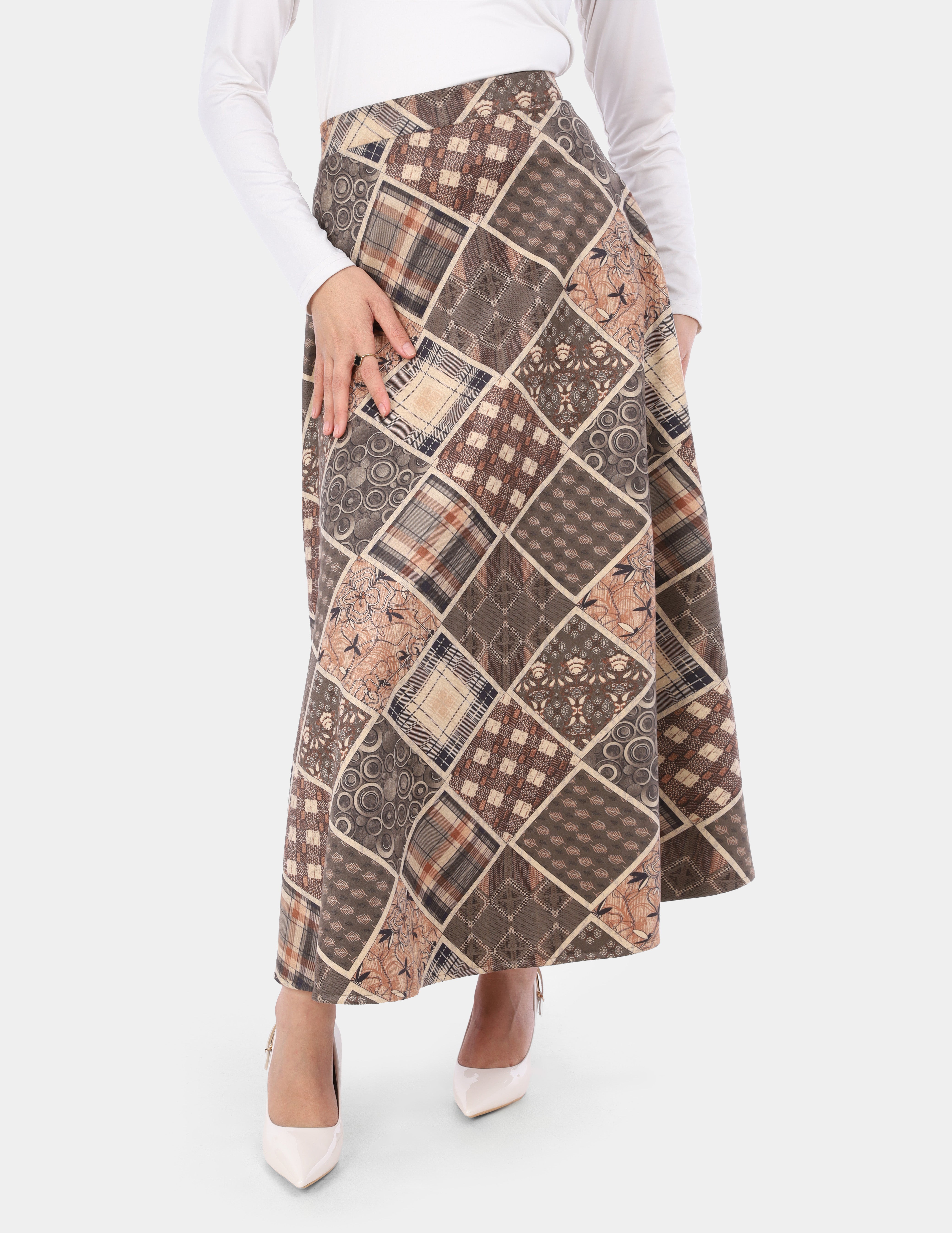 Vintage patchwork Maxi Skirt w16963061