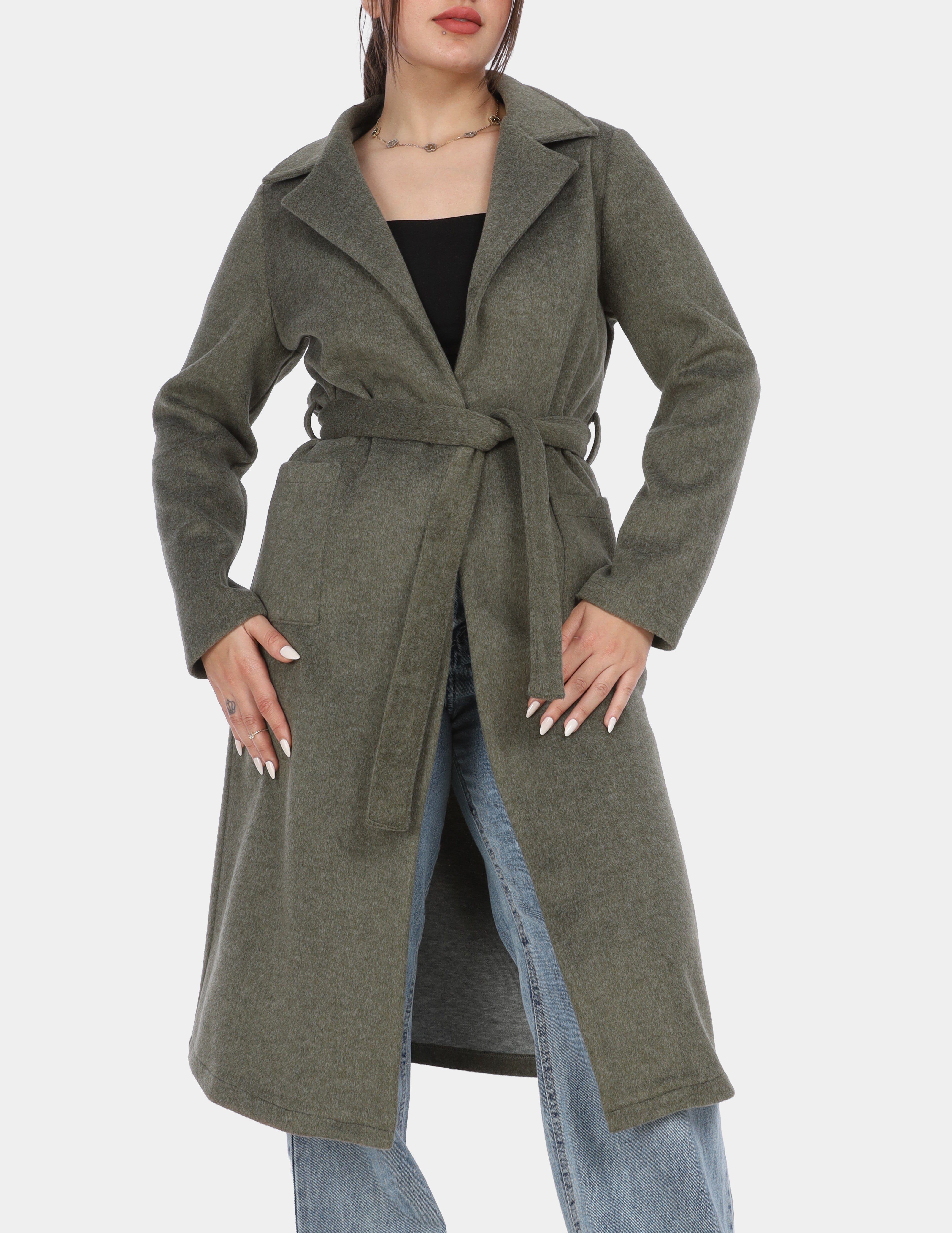 Long Coat with Belt w1696500
