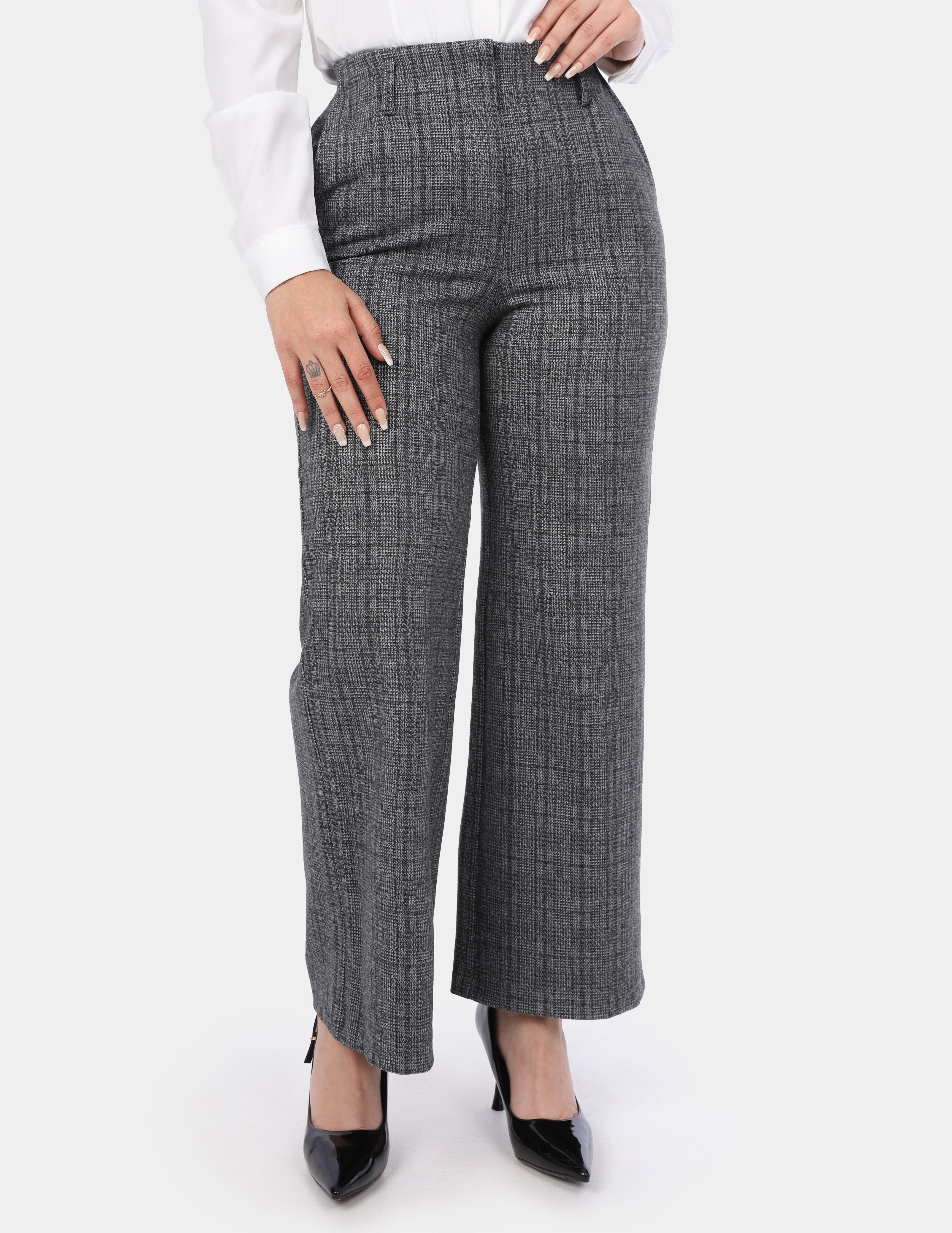 High-Waisted Plaid Print Wide leg w1696530/1